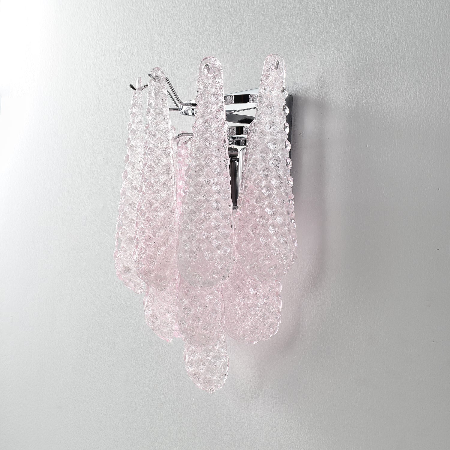 Aurora Wall Sconce Pink Waffle Glass Modern - Blowlighting