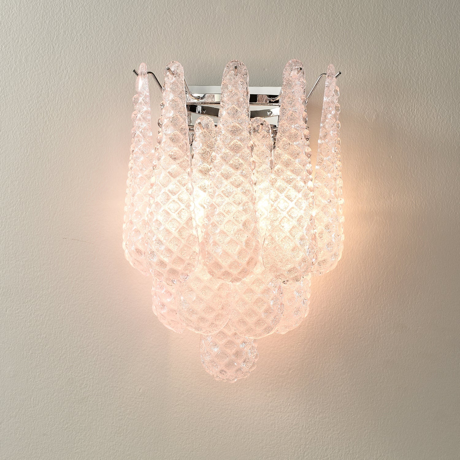 Aurora Wall Sconce Pink Waffle Glass Modern - Blowlighting