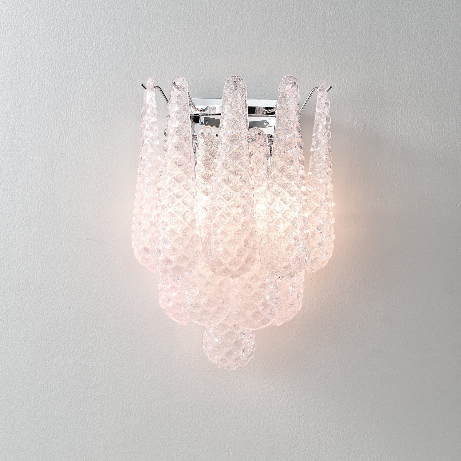 Aurora Wall Sconce Pink Waffle Glass Modern - Blowlighting