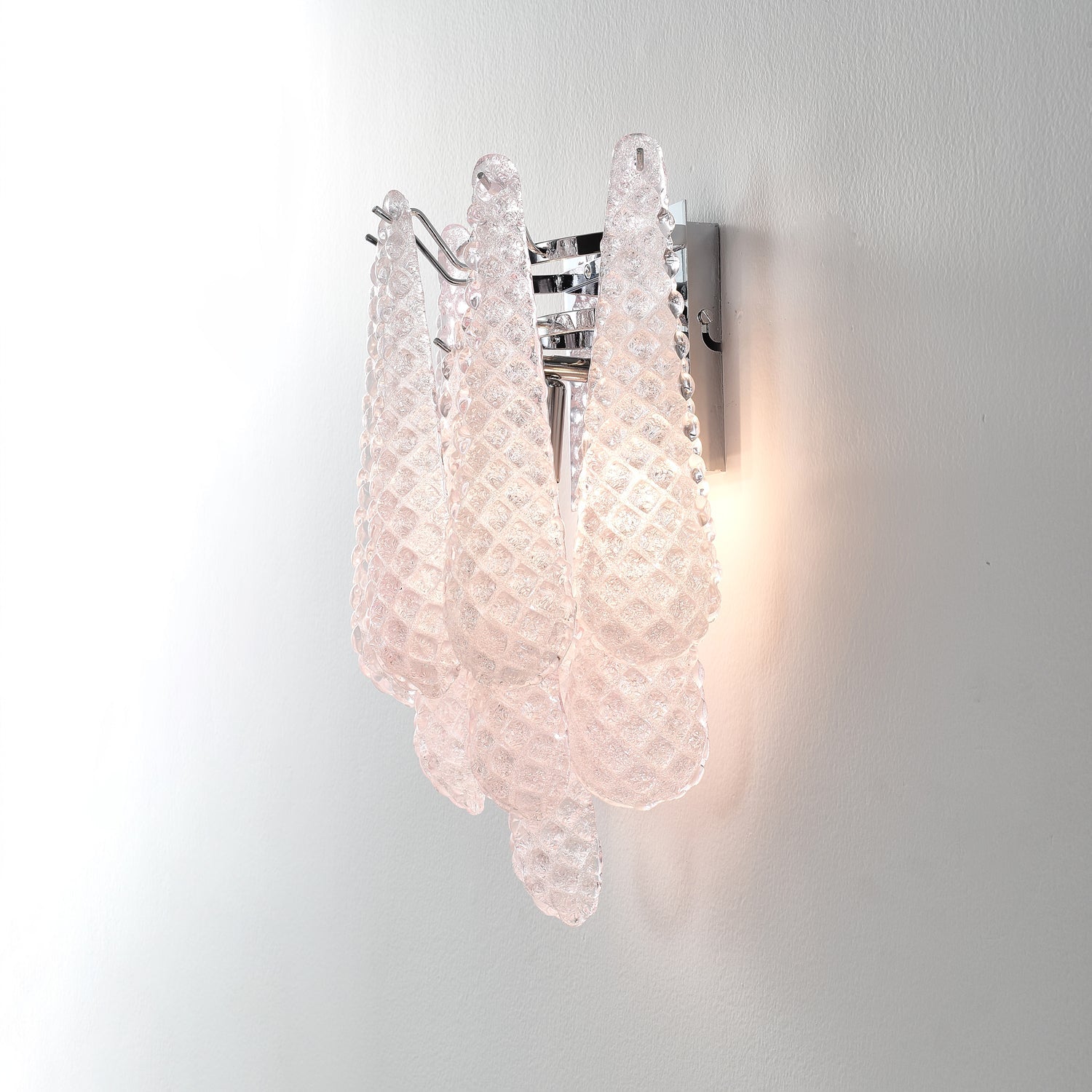 Aurora Wall Sconce Pink Waffle Glass Modern - Blowlighting