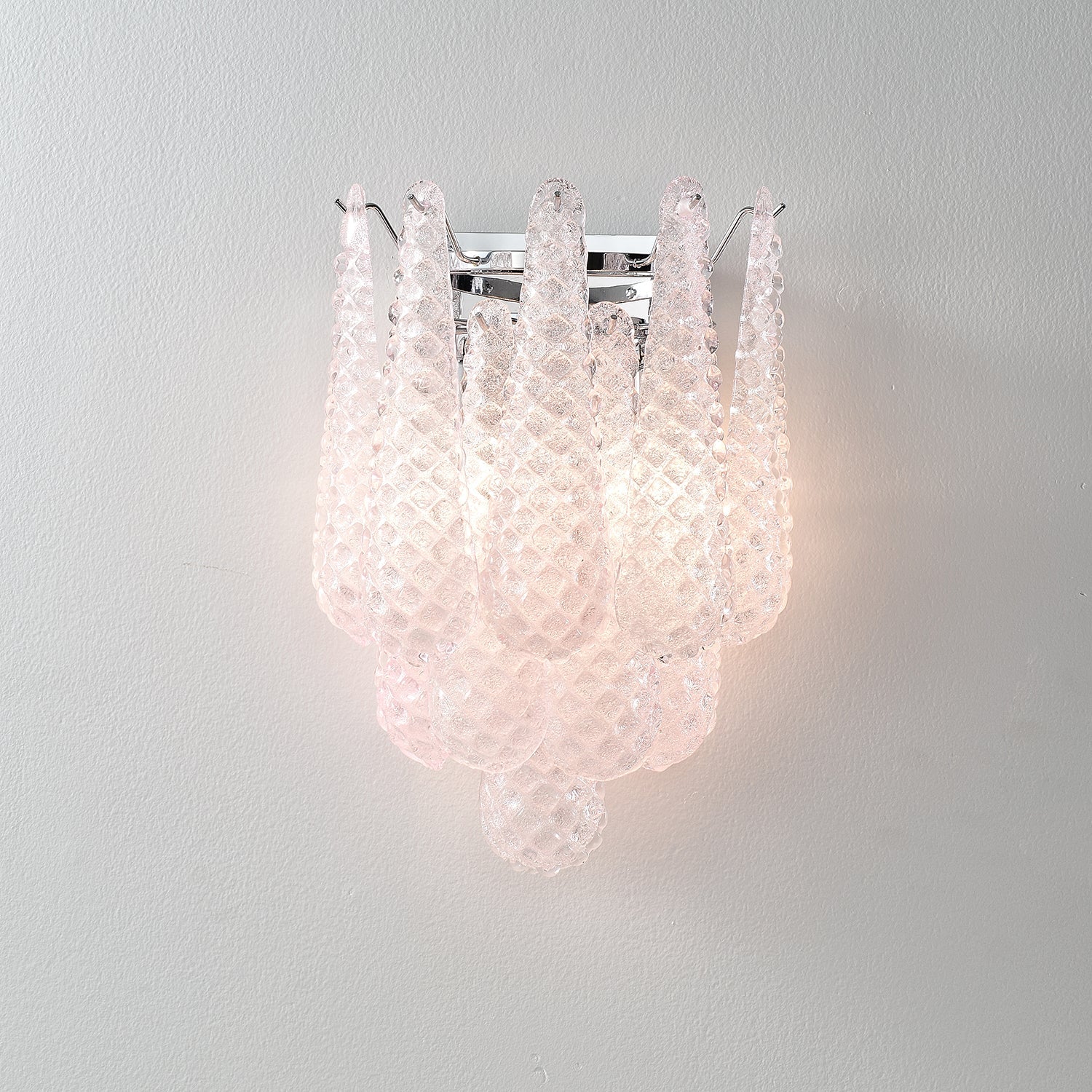 Aurora Wall Sconce Pink Waffle Glass Modern - Blowlighting