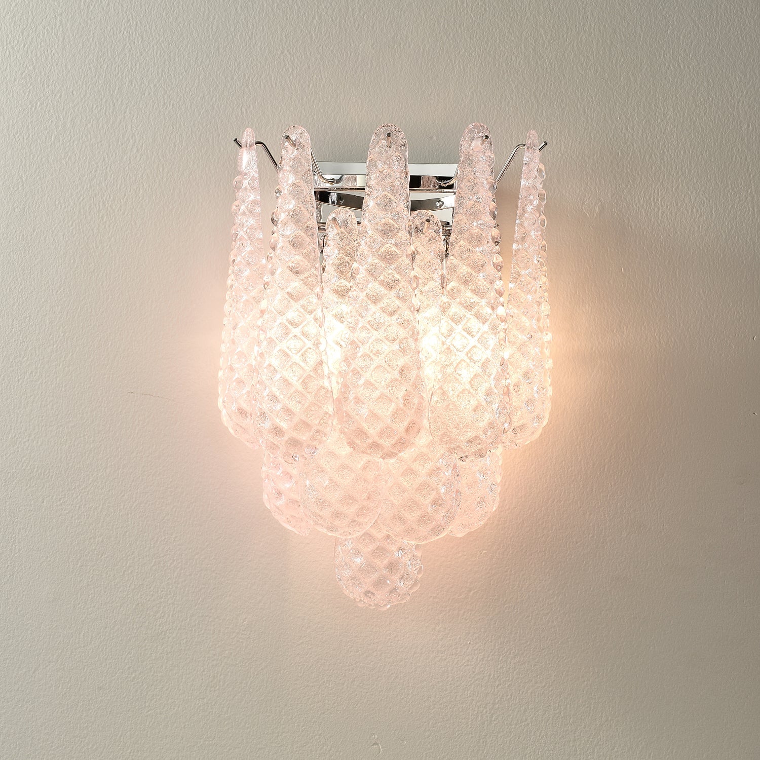Aurora Wall Sconce Pink Waffle Glass Modern - Blowlighting