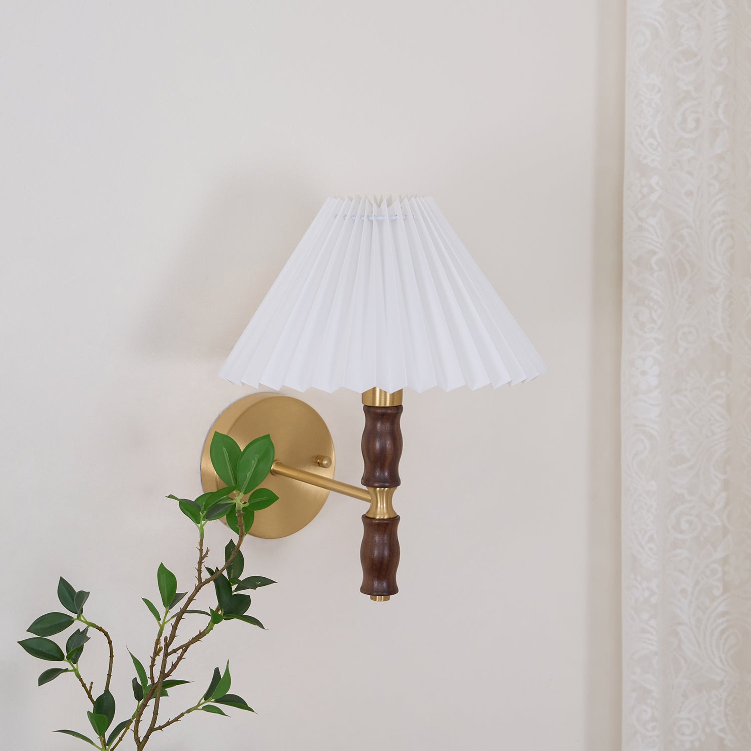 Pleated Walnut Wall Light - Blowlighting
