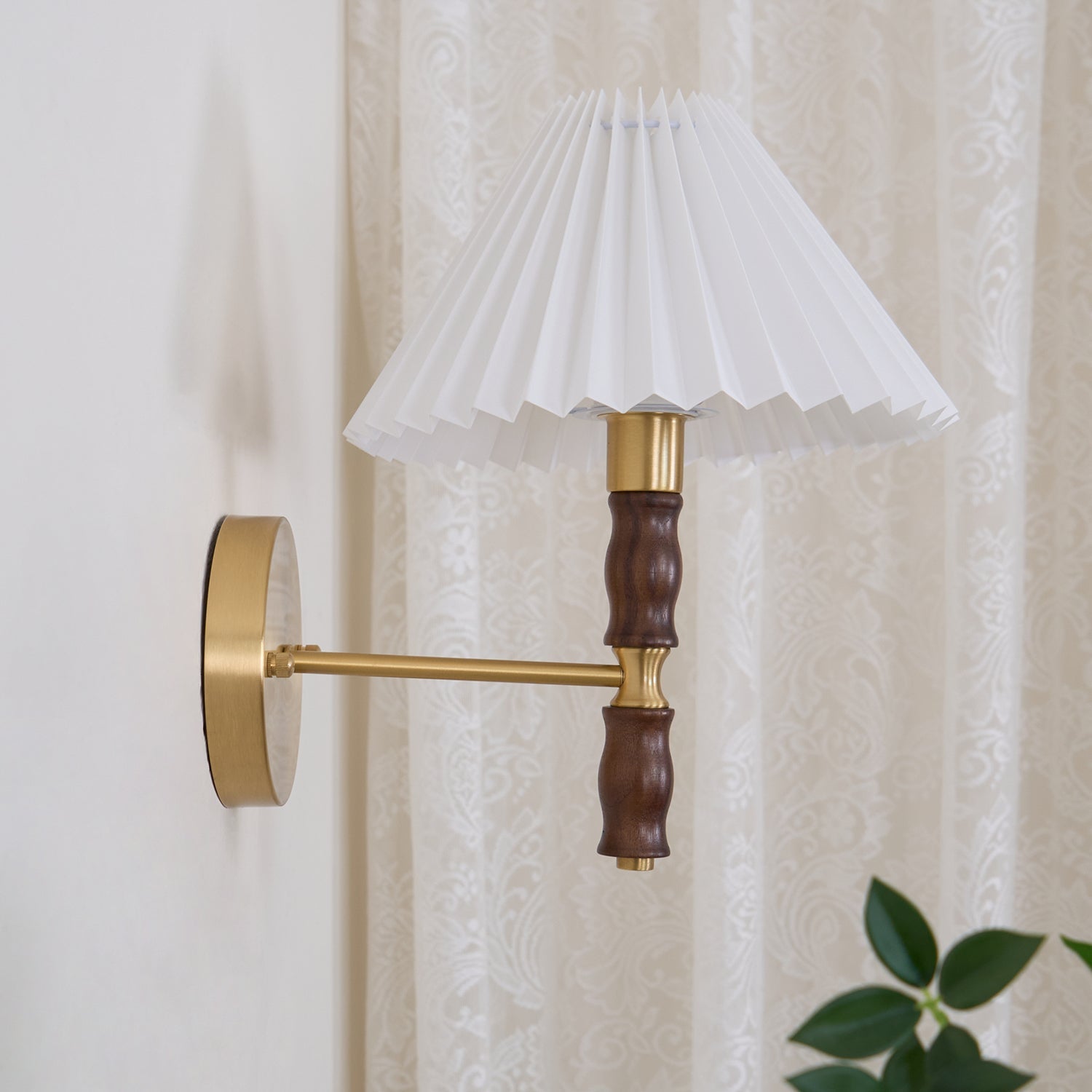 Pleated Walnut Wall Light - Blowlighting