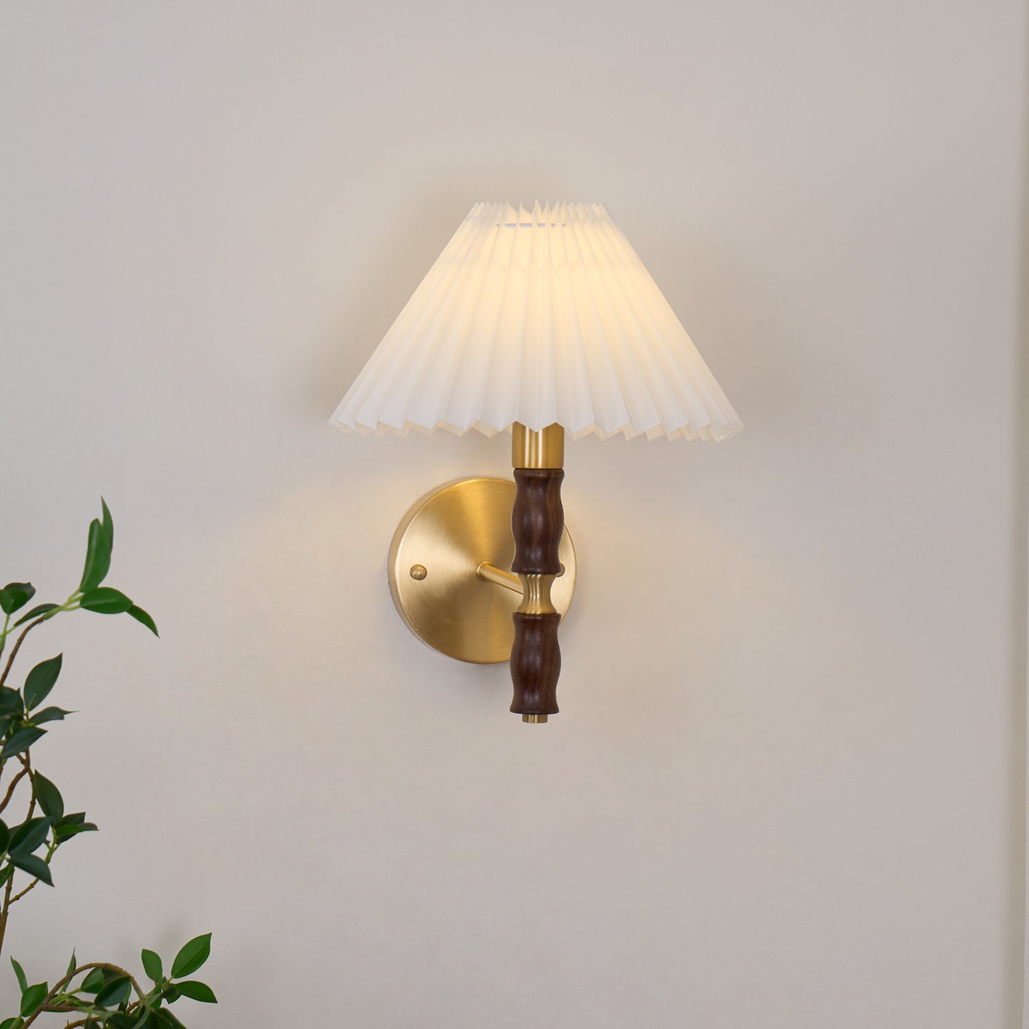 Pleated Walnut Wall Light - Blowlighting