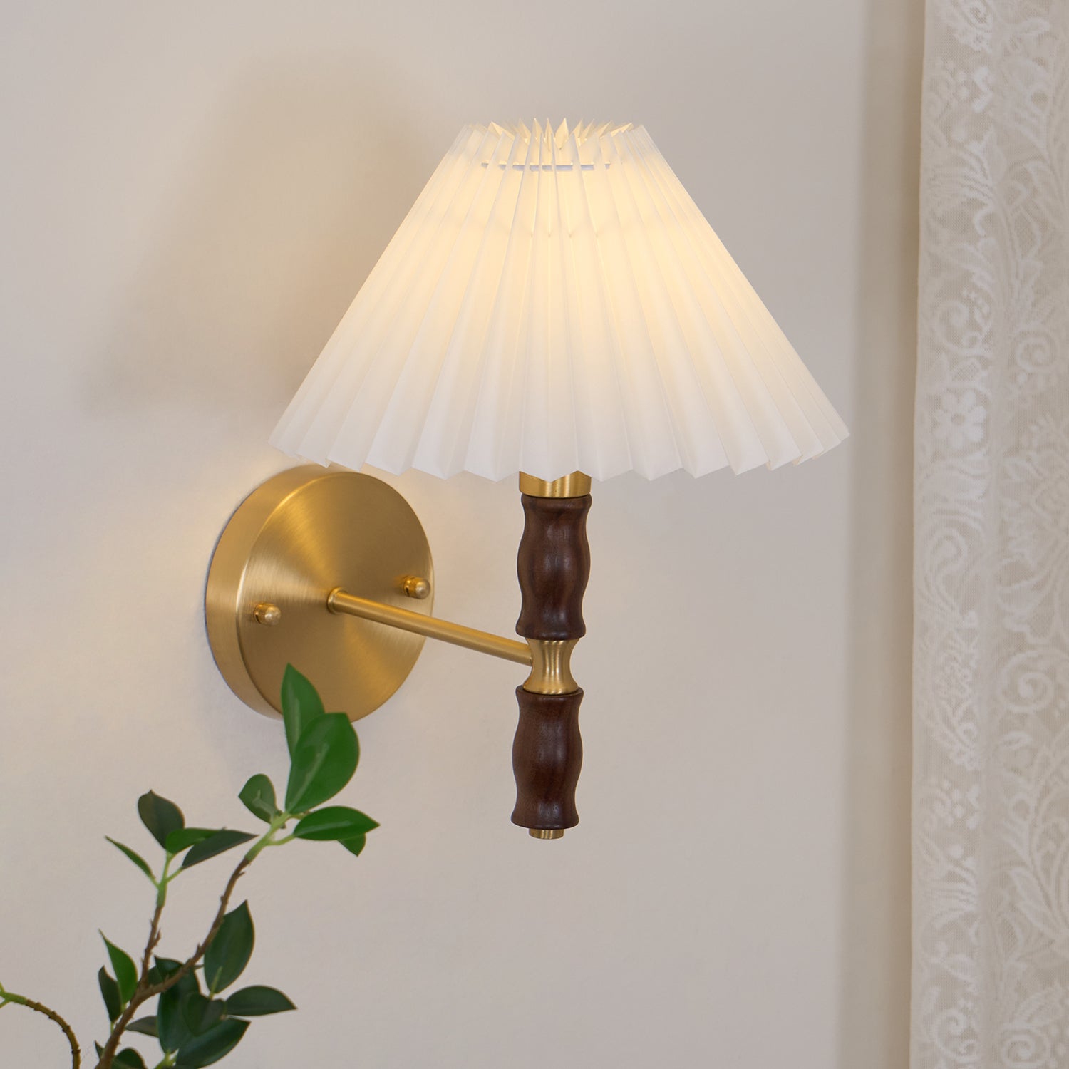 Pleated Walnut Wall Light - Blowlighting