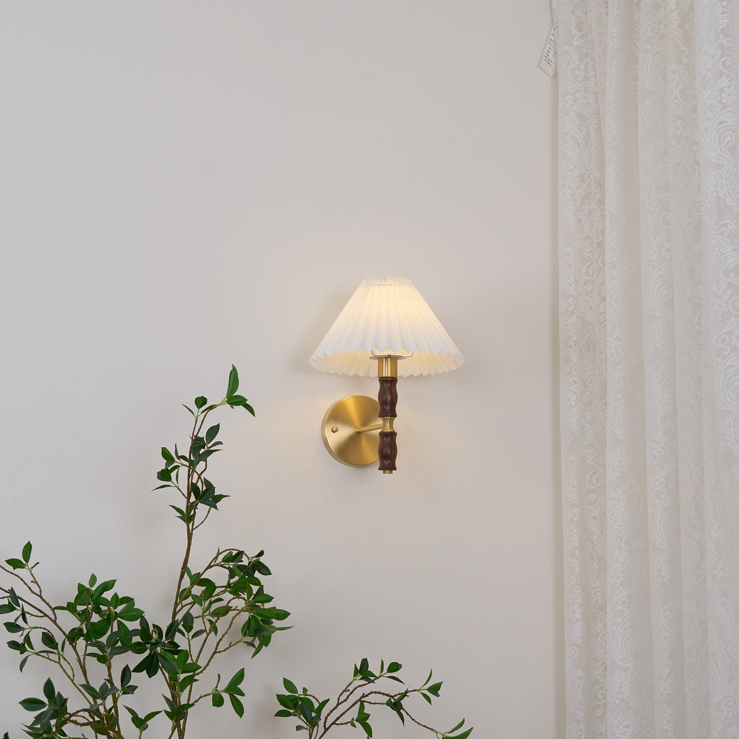Pleated Walnut Wall Light - Blowlighting