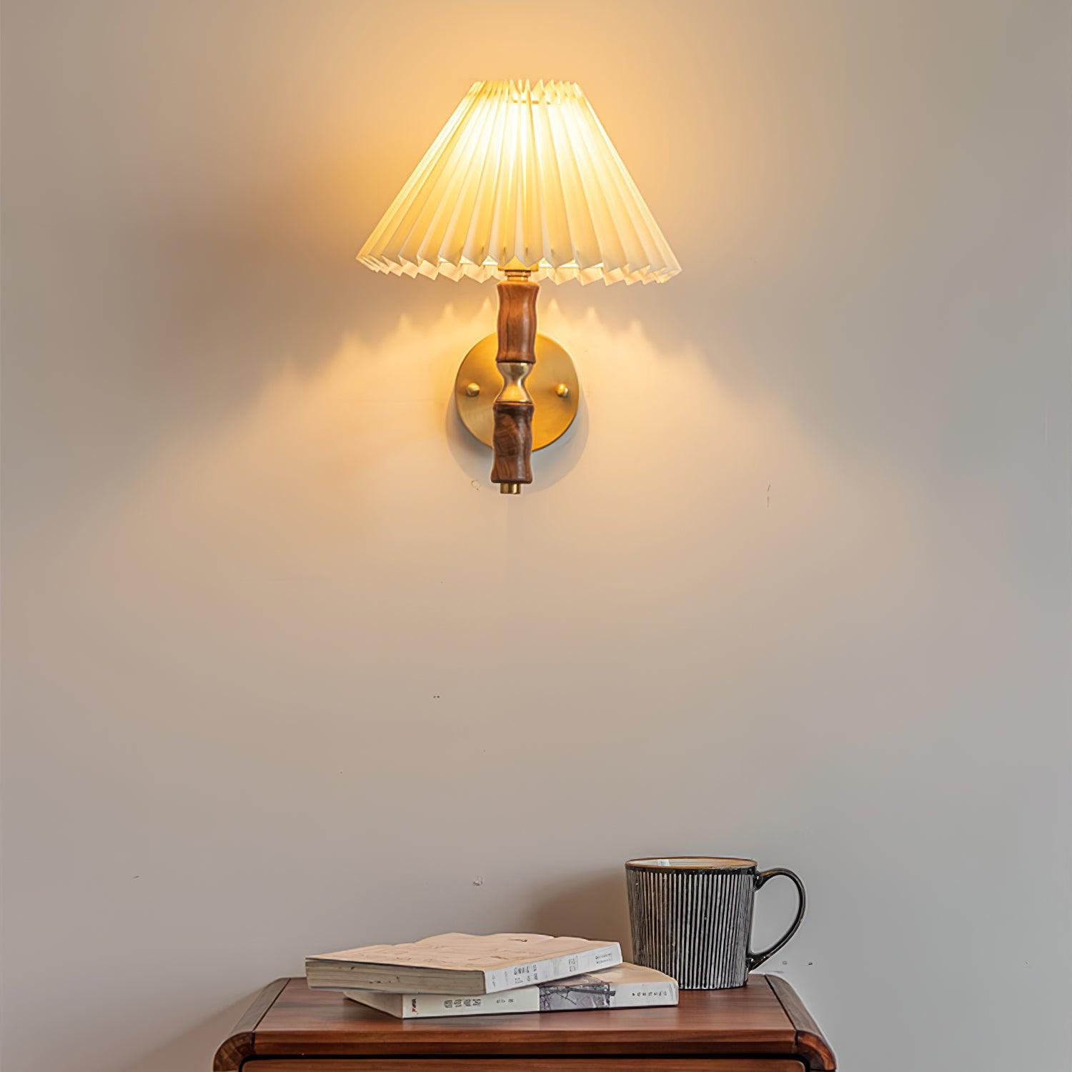 Pleated Walnut Wall Light - Blowlighting