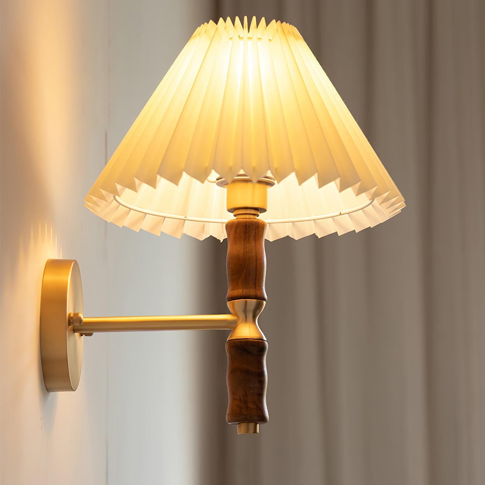 Pleated Walnut Wall Light - Blowlighting