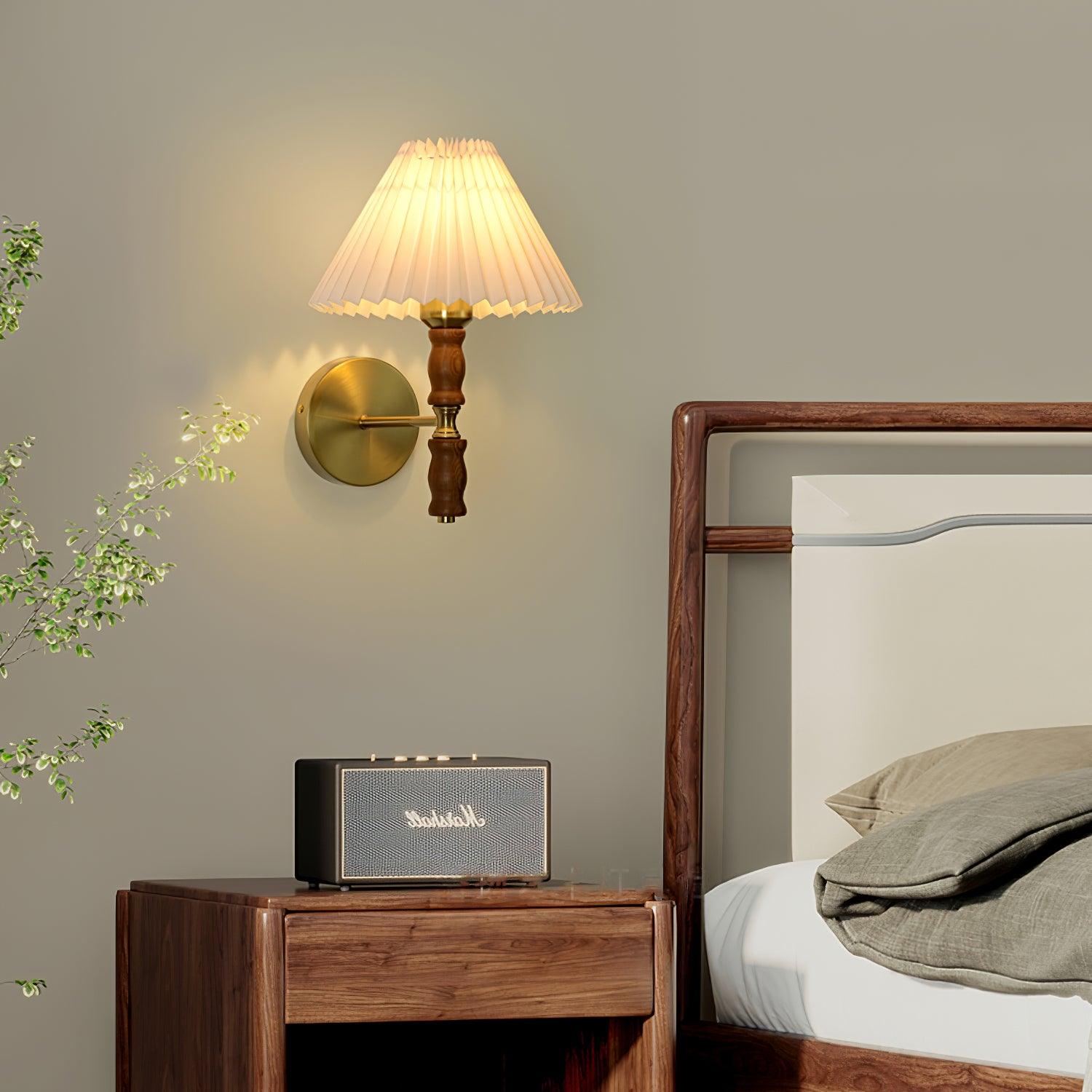 Pleated Walnut Wall Light - Blowlighting