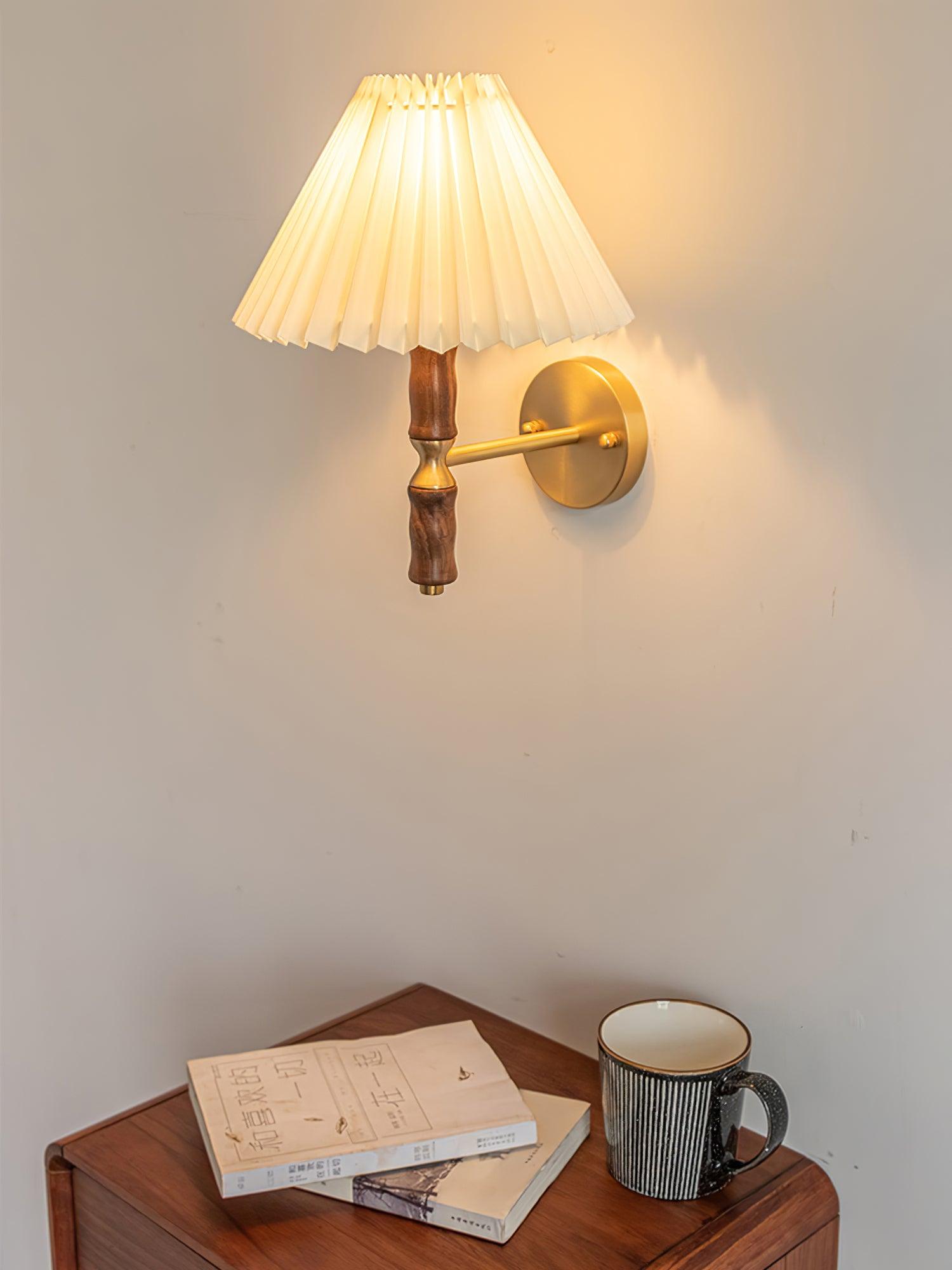 Pleated Walnut Wall Light - Blowlighting