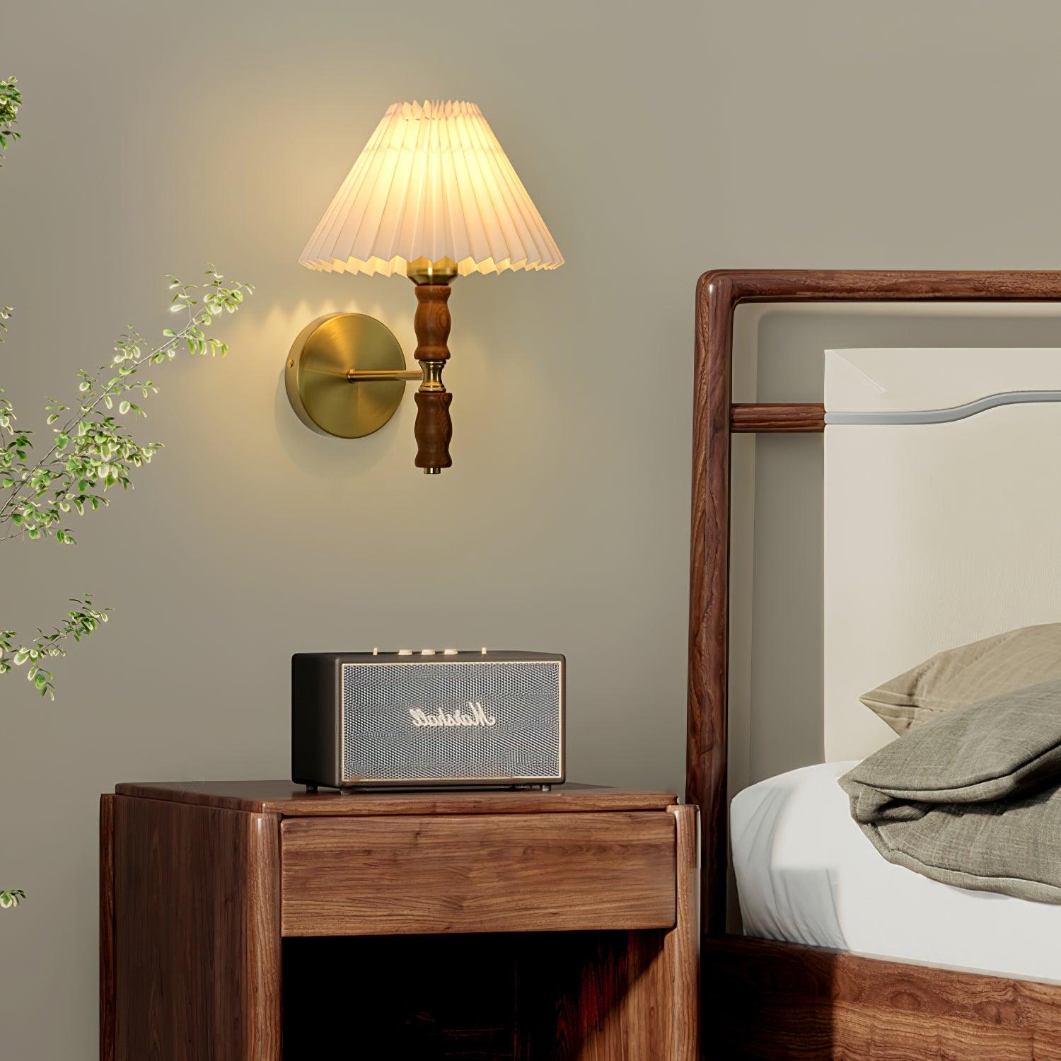 Pleated Walnut Wall Light - Blowlighting