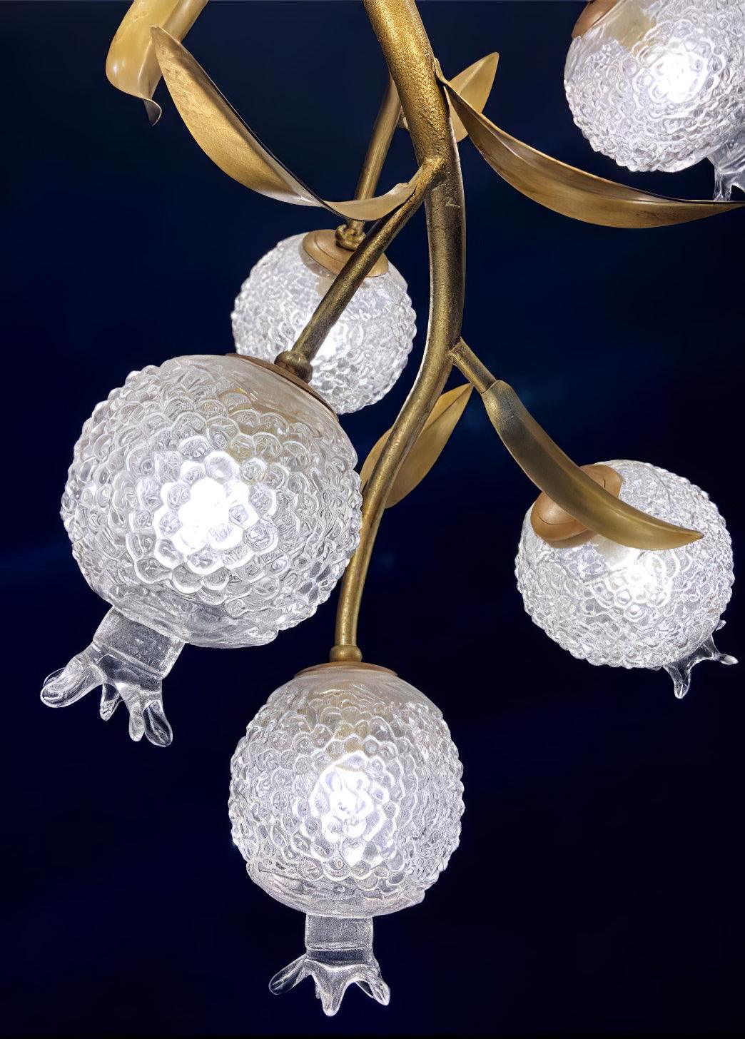 Aursorir Elegance Pomegranate Brass Metal Glass Ceiling Lamp - Blowlighting