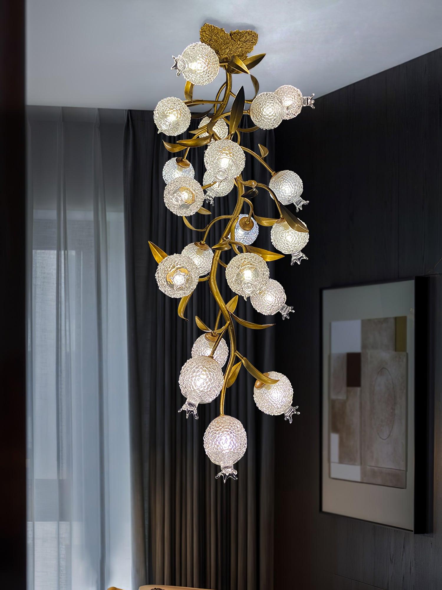 Aursorir Elegance Pomegranate Brass Metal Glass Ceiling Lamp - Blowlighting