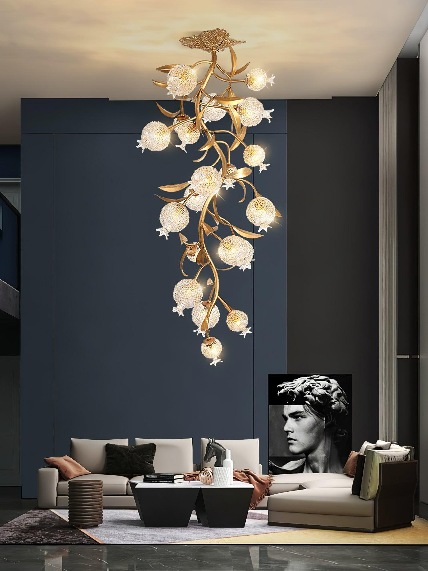 Aursorir Elegance Pomegranate Brass Metal Glass Ceiling Lamp - Blowlighting