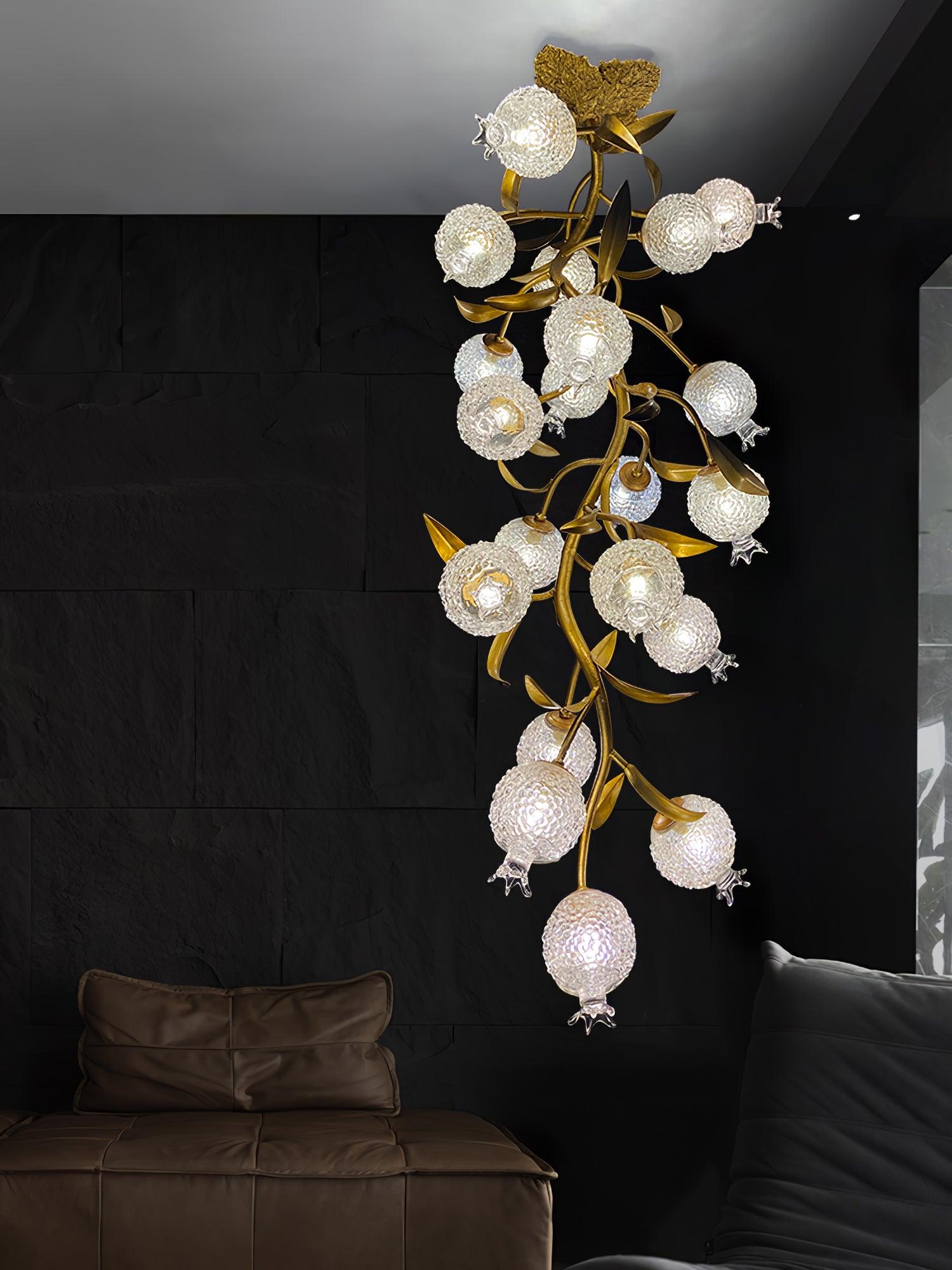 Aursorir Elegance Pomegranate Brass Metal Glass Ceiling Lamp - Blowlighting