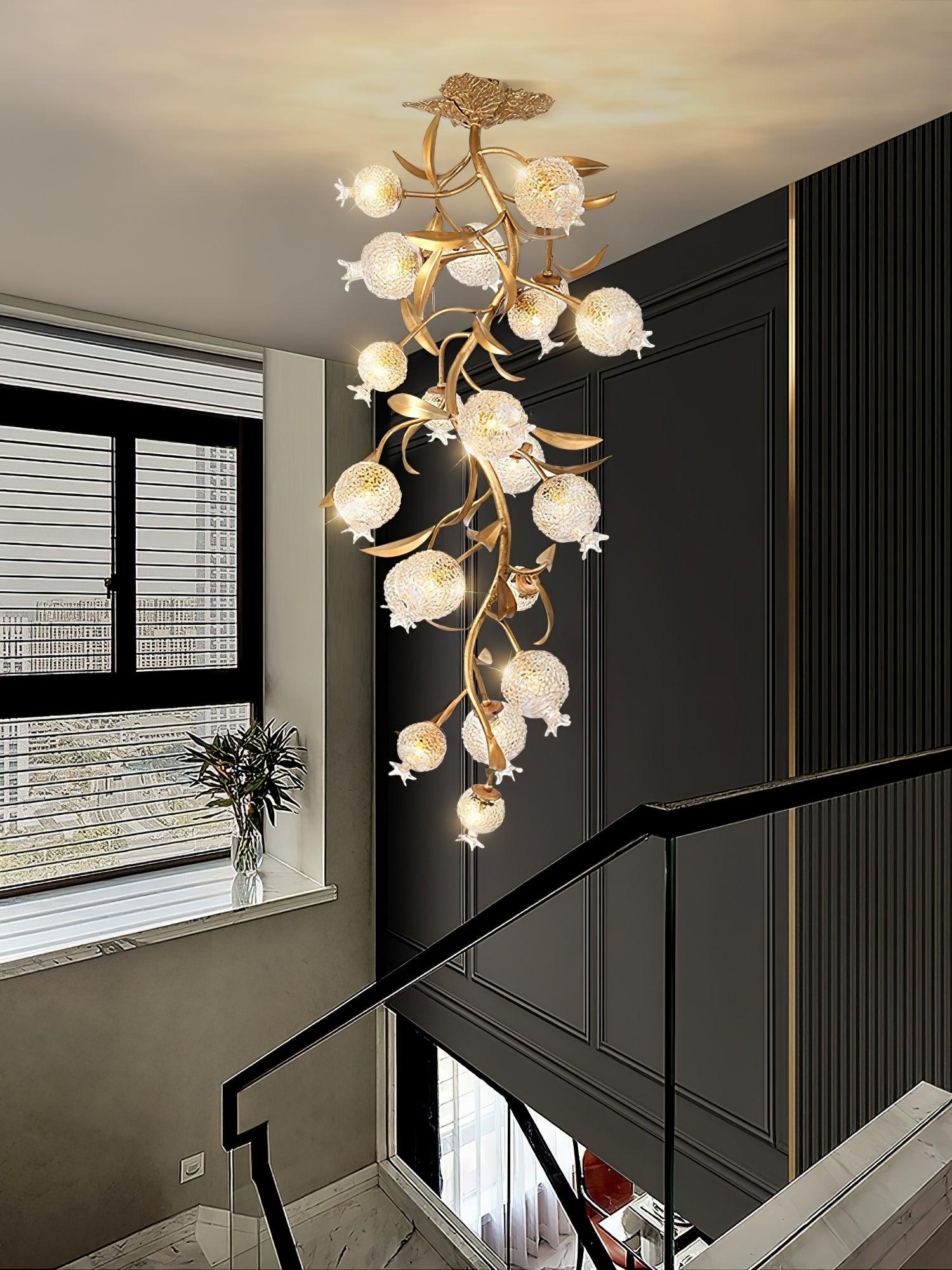 Aursorir Elegance Pomegranate Brass Metal Glass Ceiling Lamp - Blowlighting