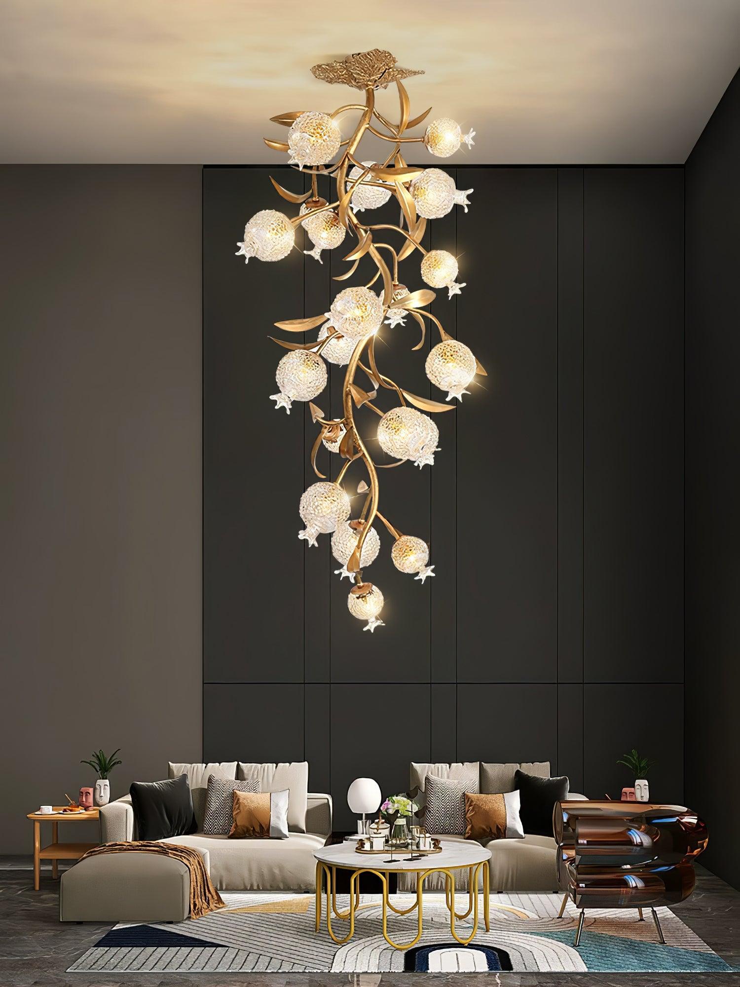 Aursorir Elegance Pomegranate Brass Metal Glass Ceiling Lamp - Blowlighting