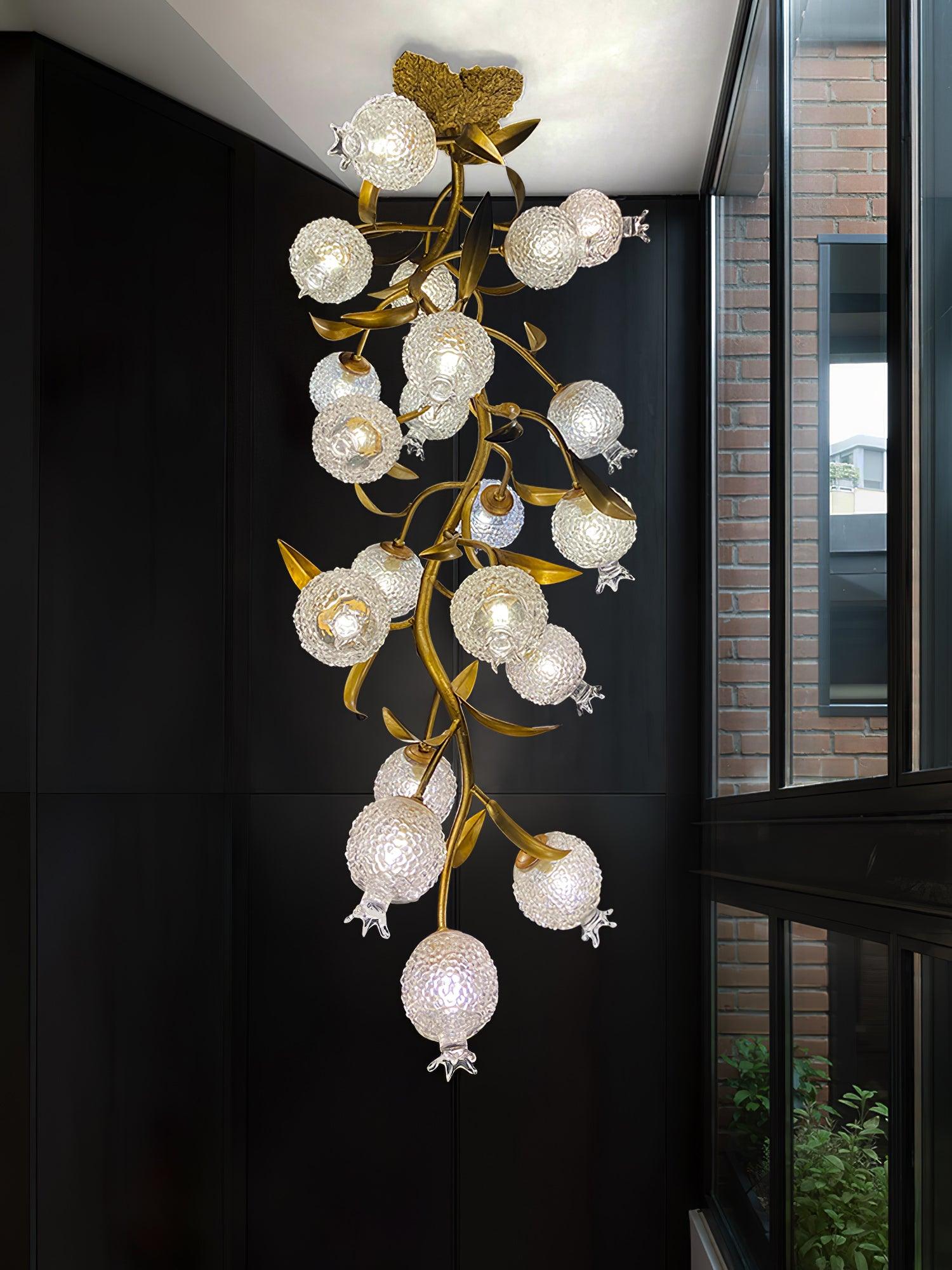 Aursorir Elegance Pomegranate Brass Metal Glass Ceiling Lamp - Blowlighting