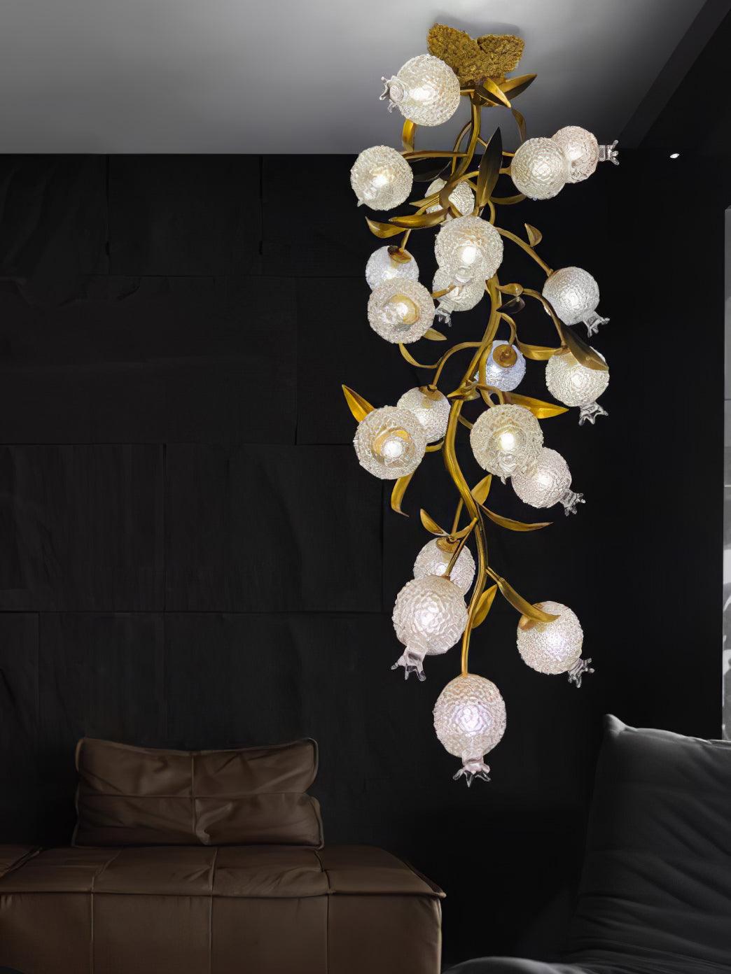 Aursorir Elegance Pomegranate Brass Metal Glass Ceiling Lamp - Blowlighting