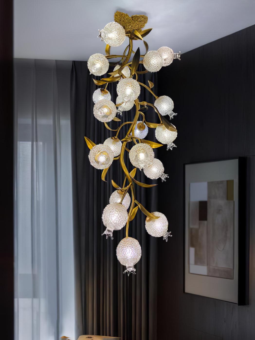 Aursorir Elegance Pomegranate Brass Metal Glass Ceiling Lamp - Blowlighting