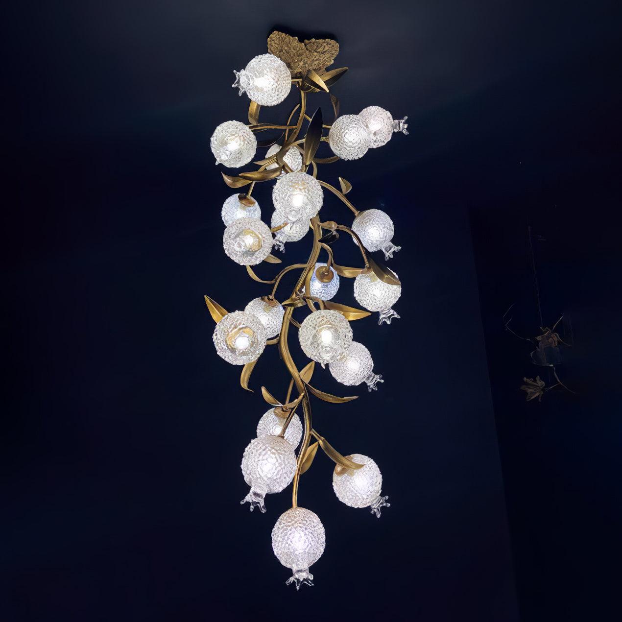 Aursorir Elegance Pomegranate Brass Metal Glass Ceiling Lamp - Blowlighting