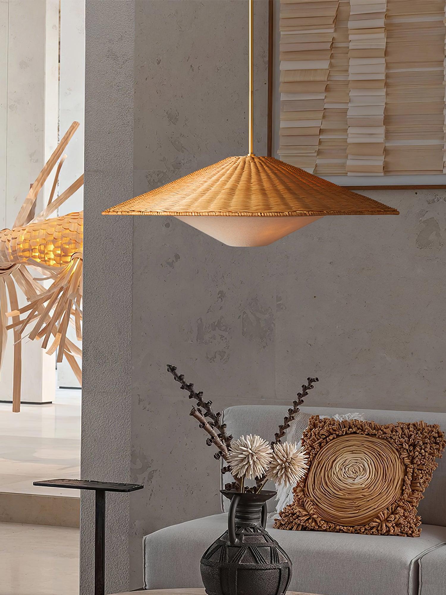 Rattan Hat Pendant Light - Blowlighting