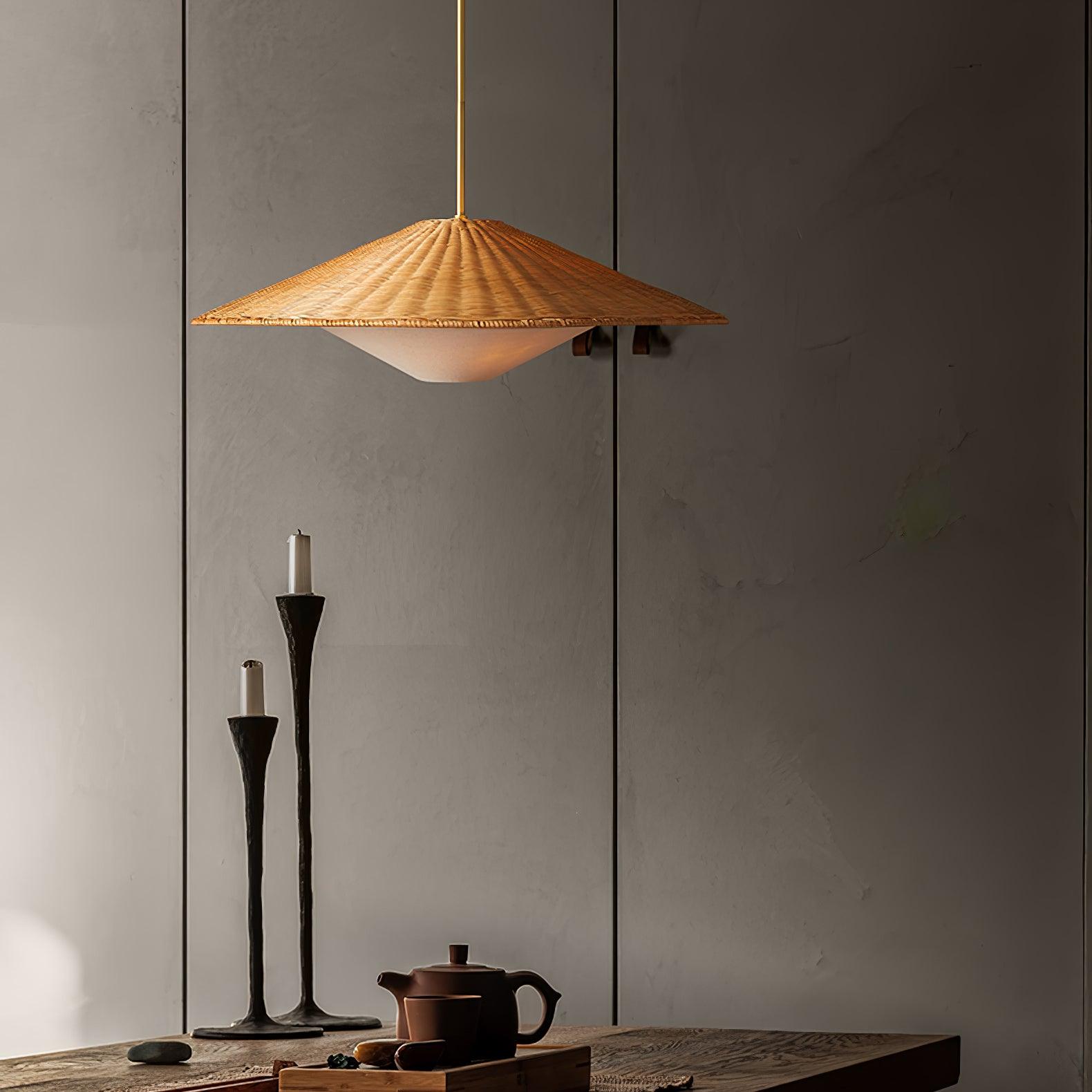 Rattan Hat Pendant Light - Blowlighting