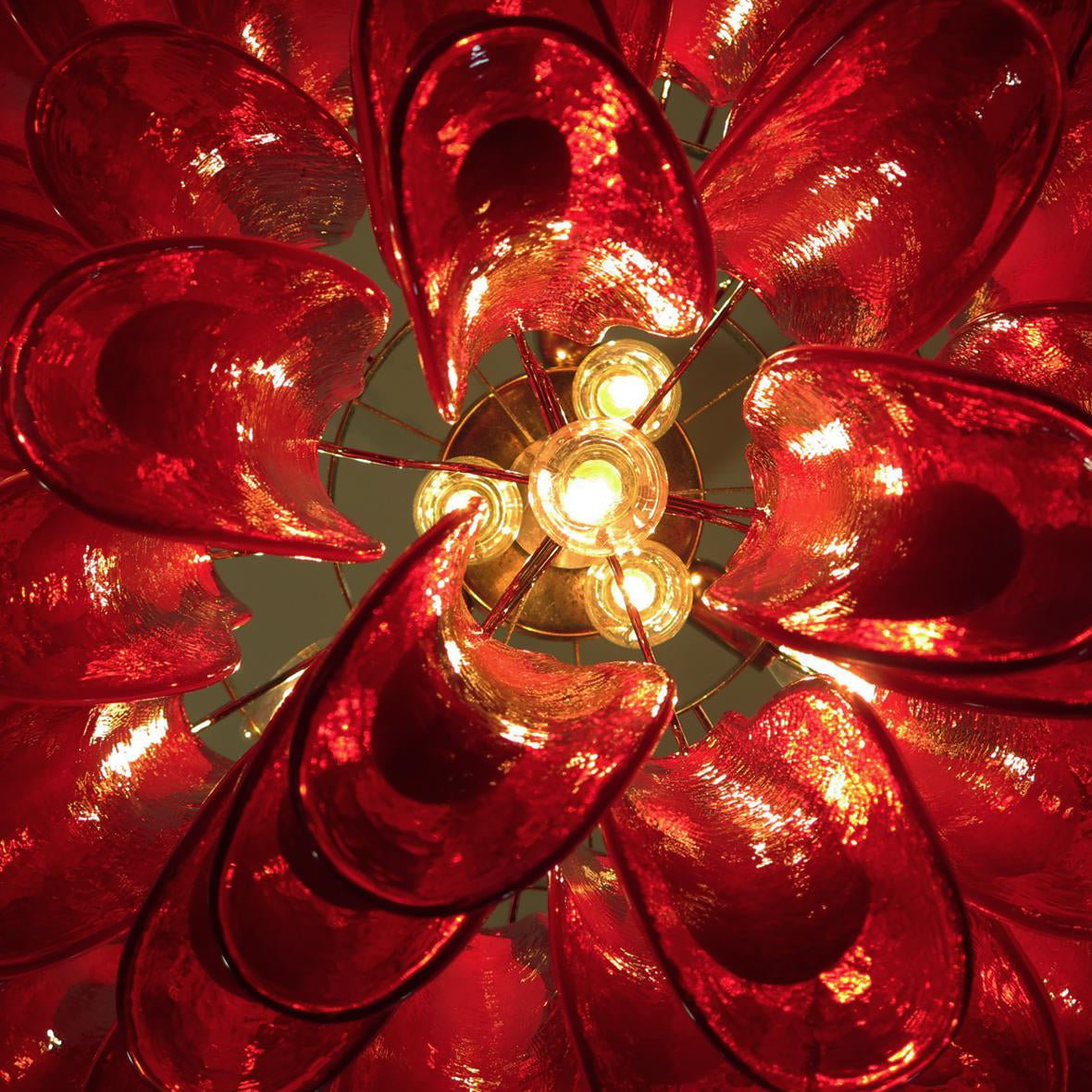 Aurora Chandelier Red Murano Petals - Blowlighting