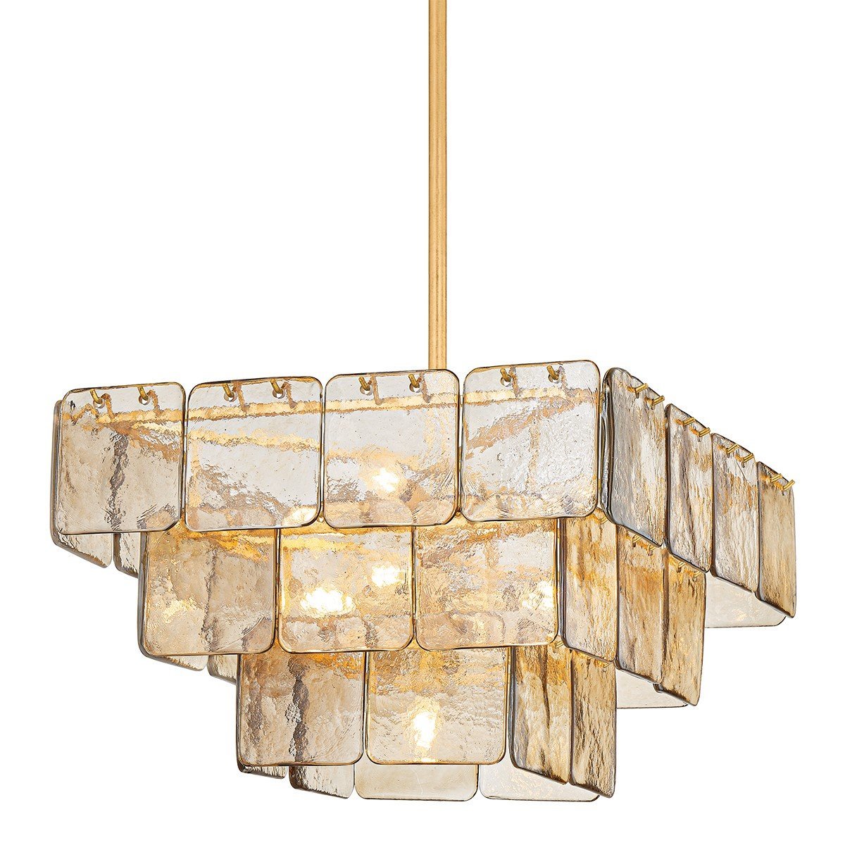 Aurora Chandelier Champagne Piastre Glass Modern - Blowlighting