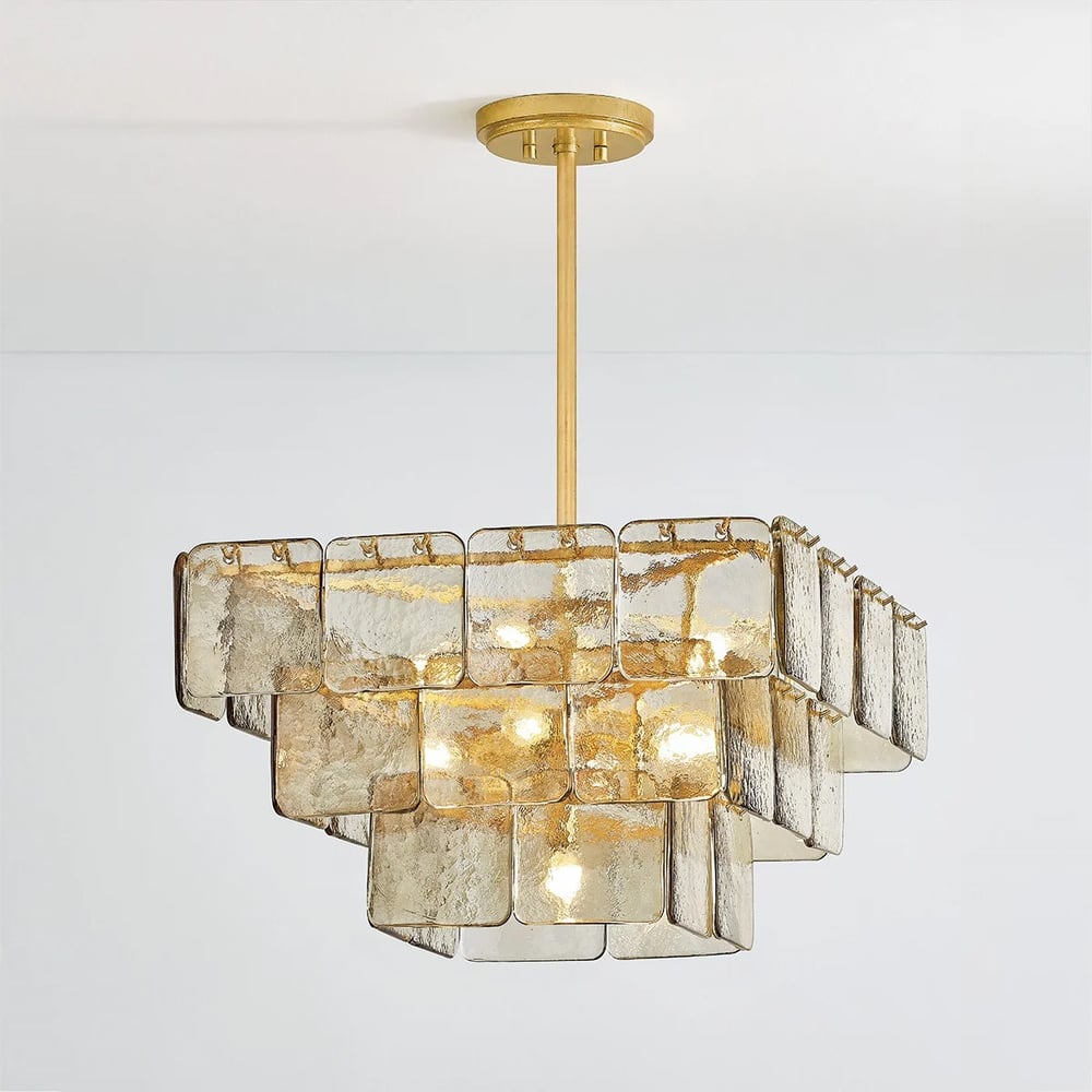 Aurora Chandelier Champagne Piastre Glass Modern - Blowlighting