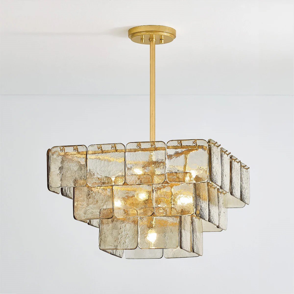 Aurora Chandelier Champagne Piastre Glass Modern - Blowlighting