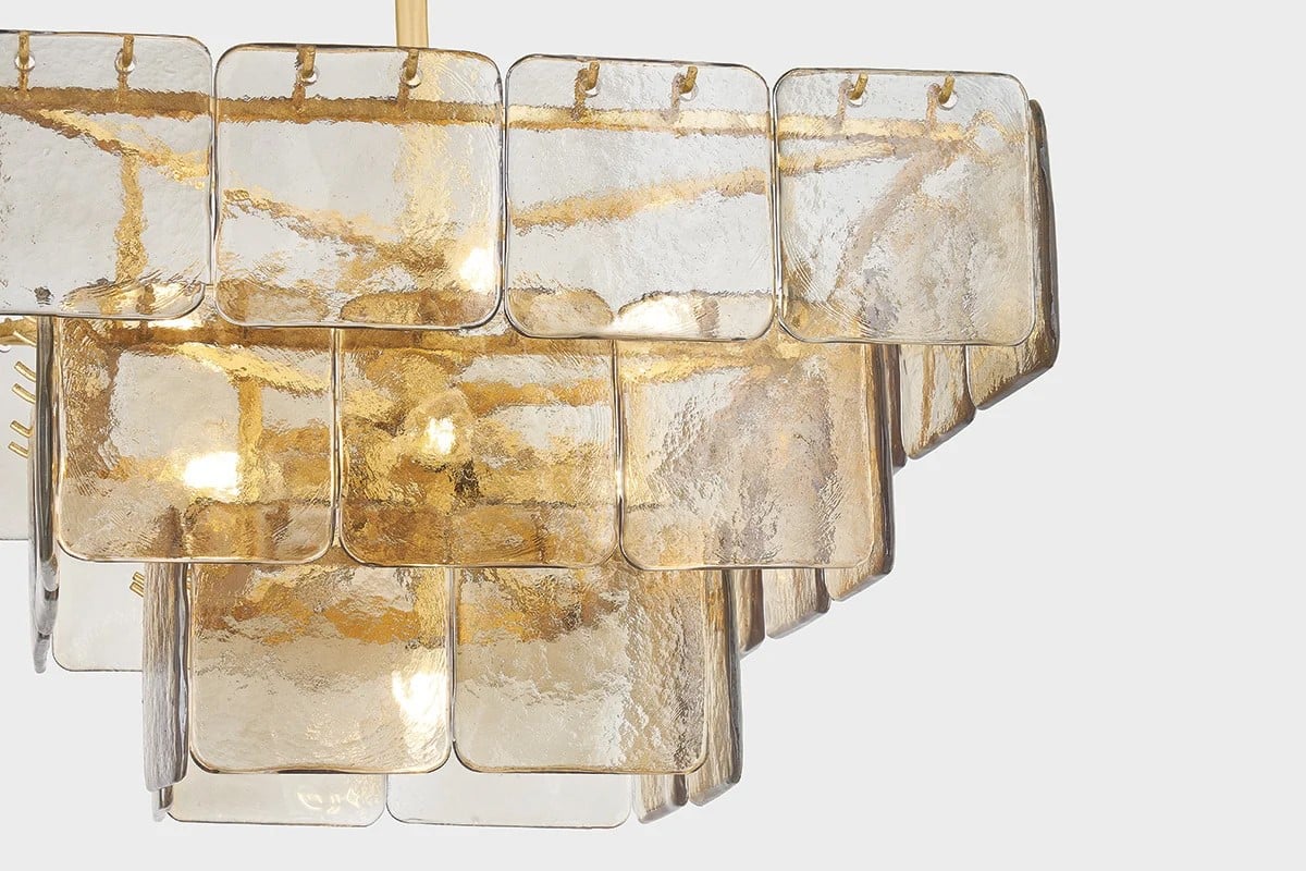 Aurora Chandelier Champagne Piastre Glass Modern - Blowlighting