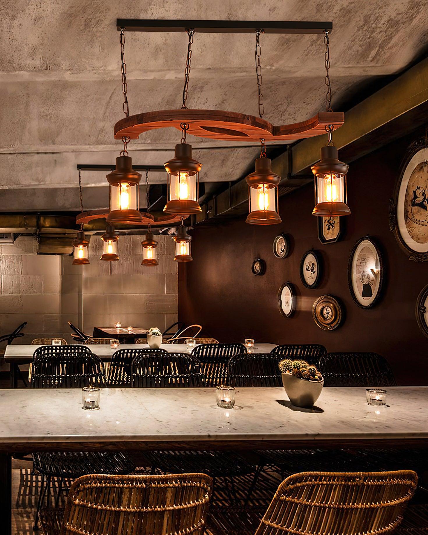 Aurora Chandelier Boat Wood Vintage - Blowlighting