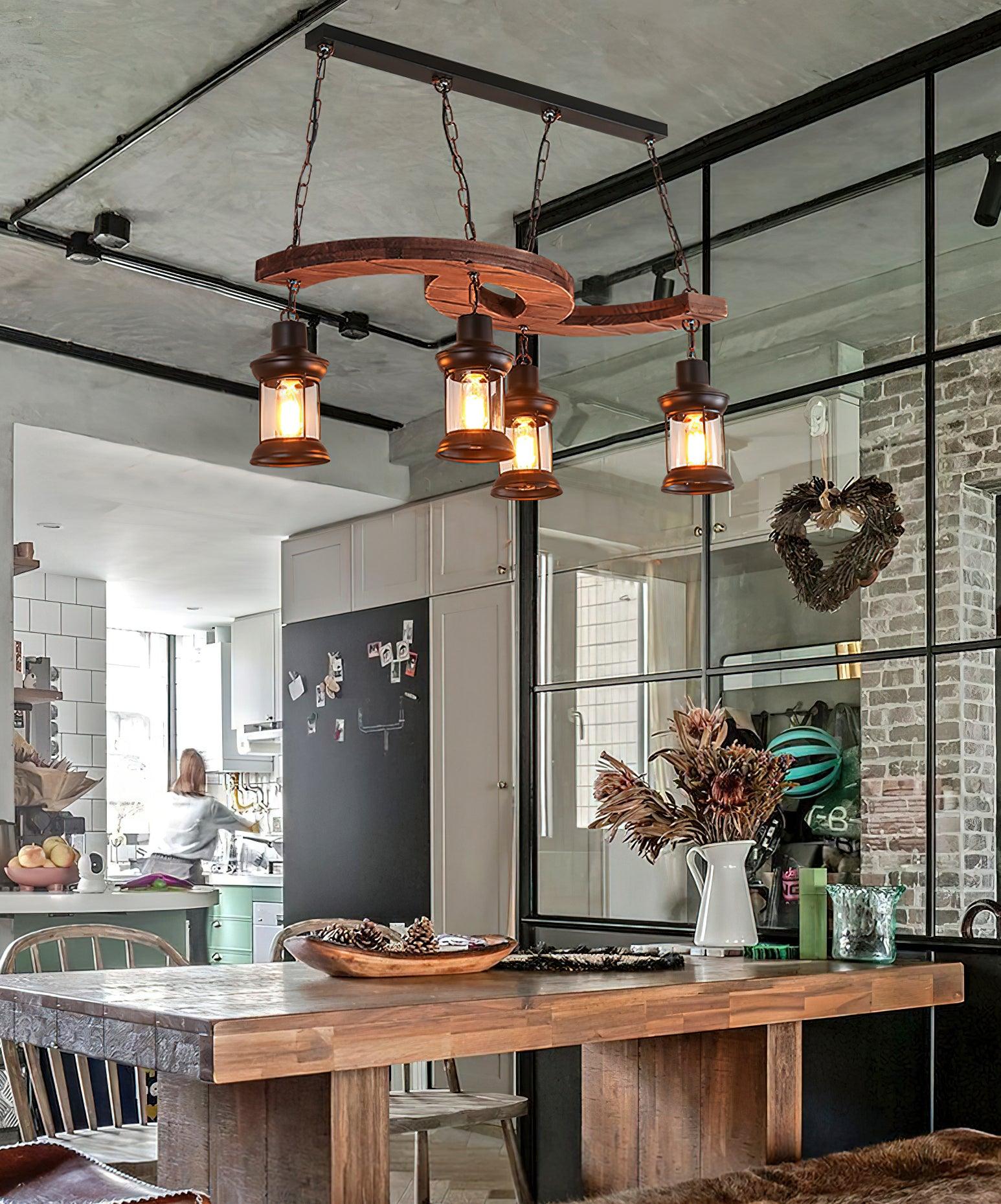 Aurora Chandelier Boat Wood Vintage - Blowlighting