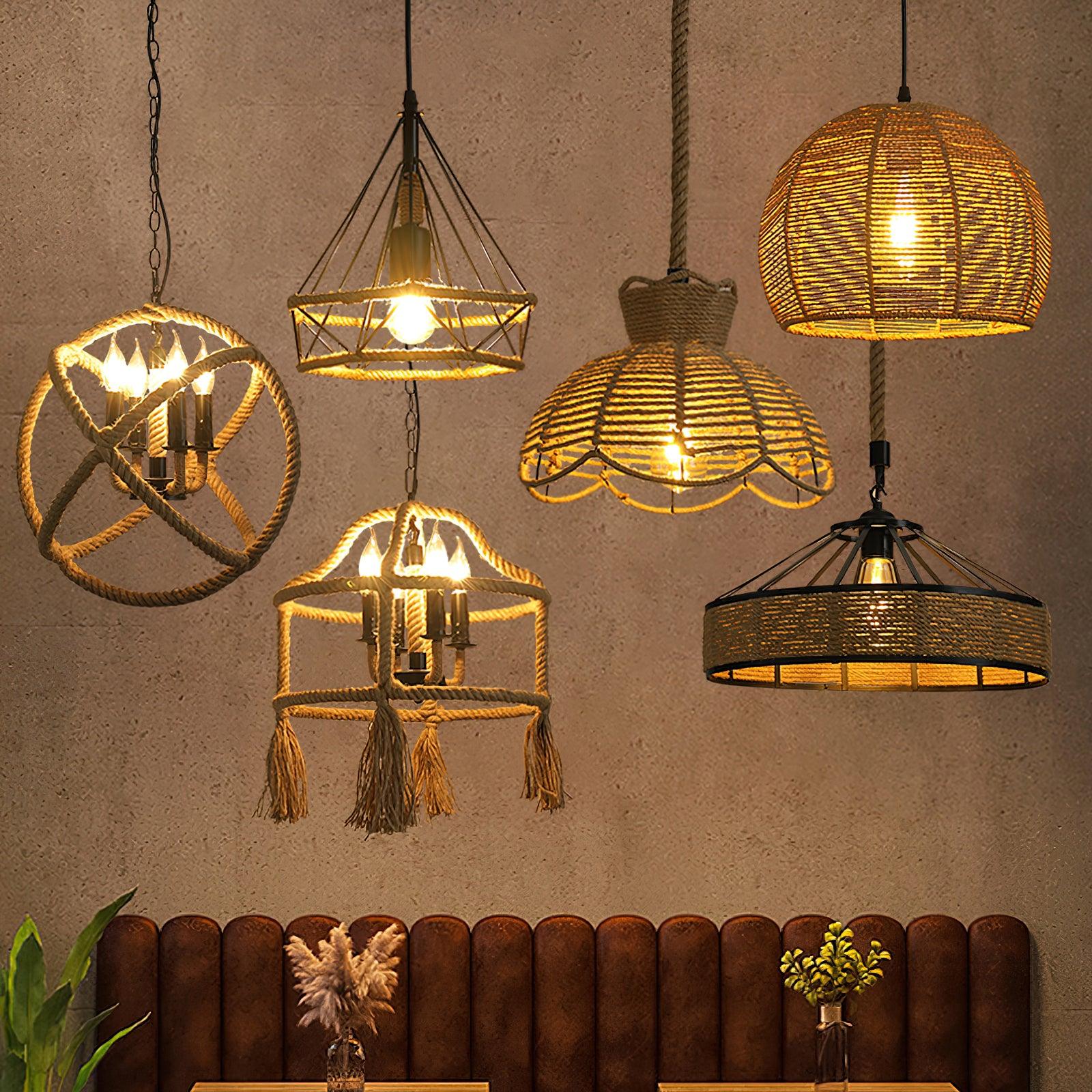 Retro Hemp Rope Exquisite Pendant Light - Blowlighting