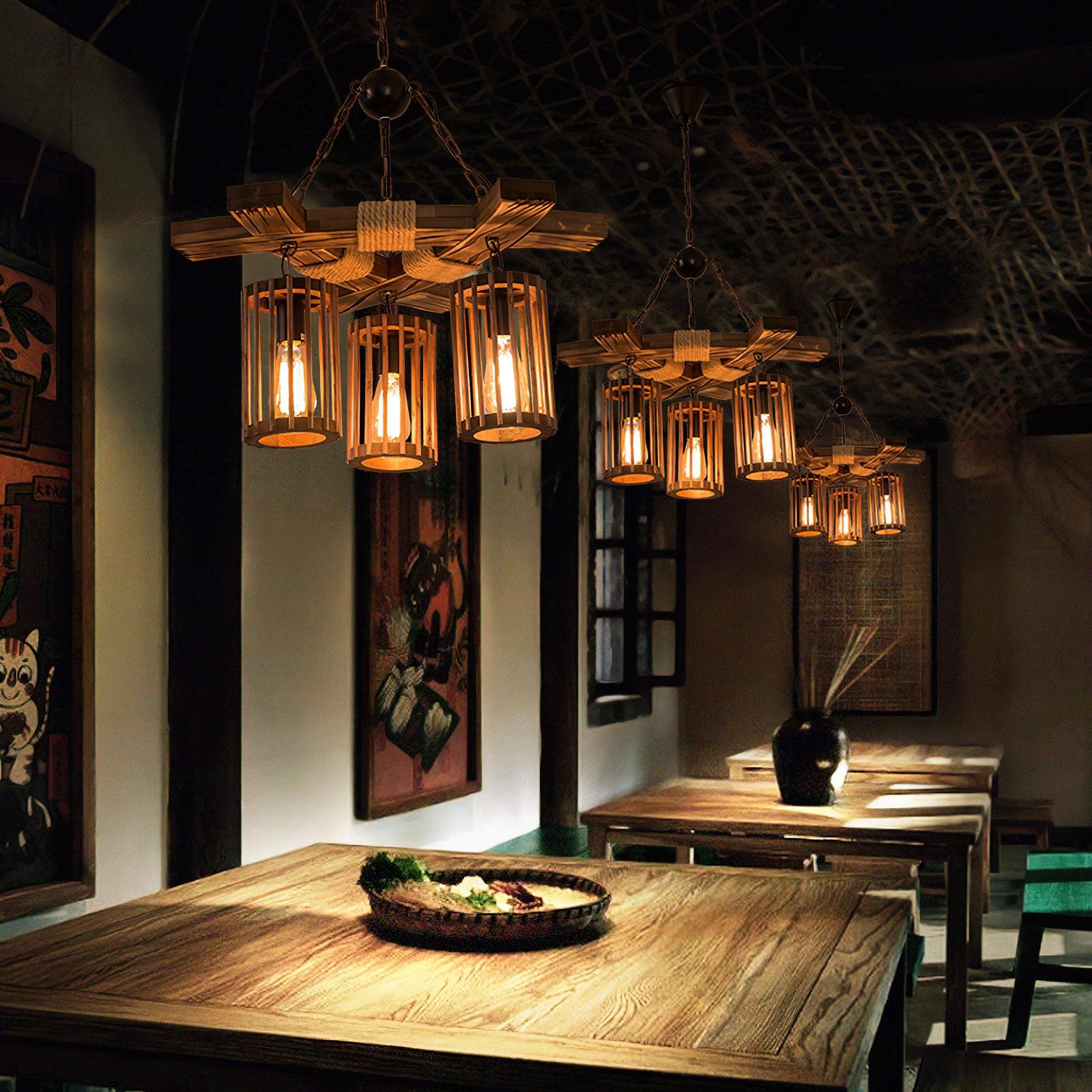 Retro Solid Wood Chandelier - Blowlighting