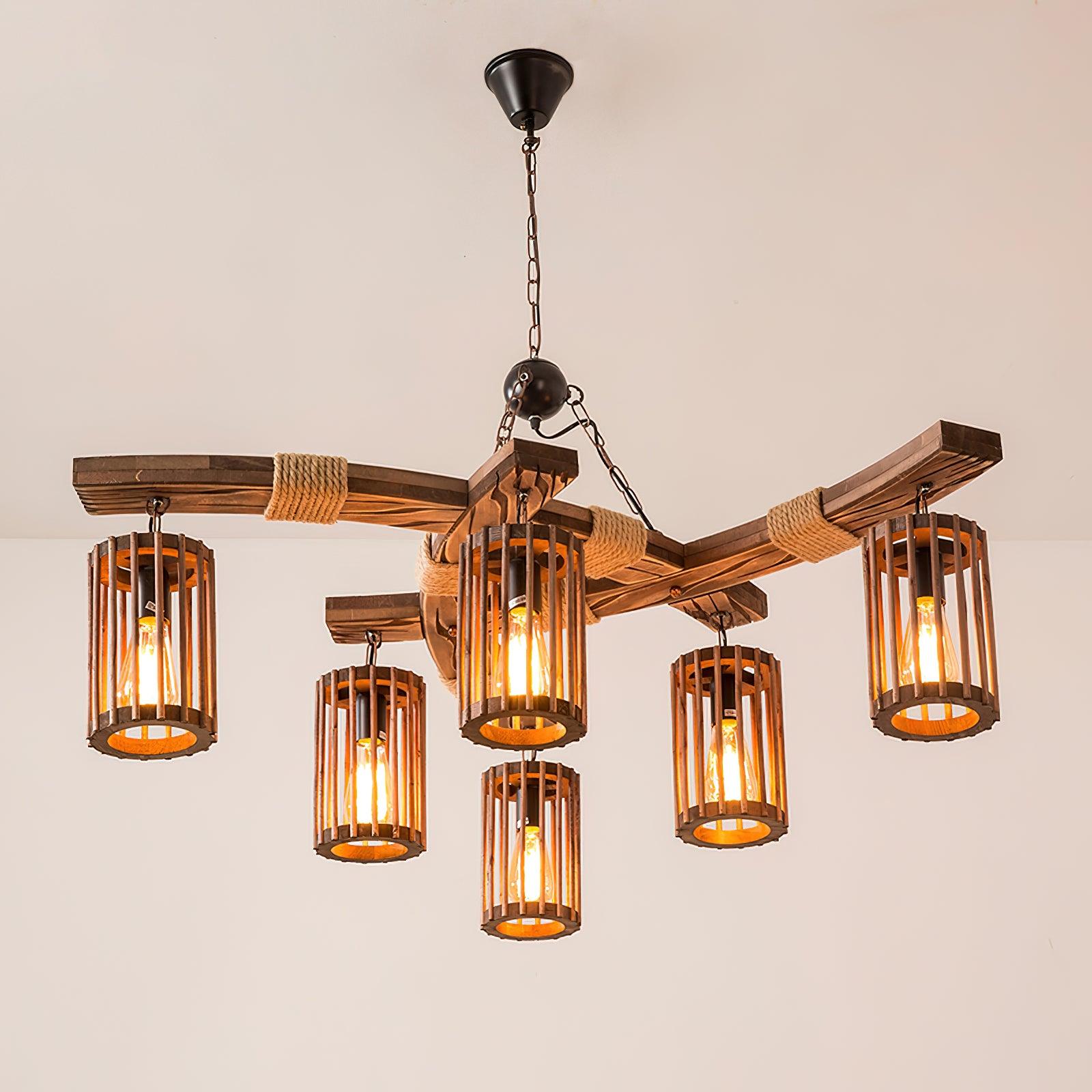 Retro Solid Wood Chandelier - Blowlighting