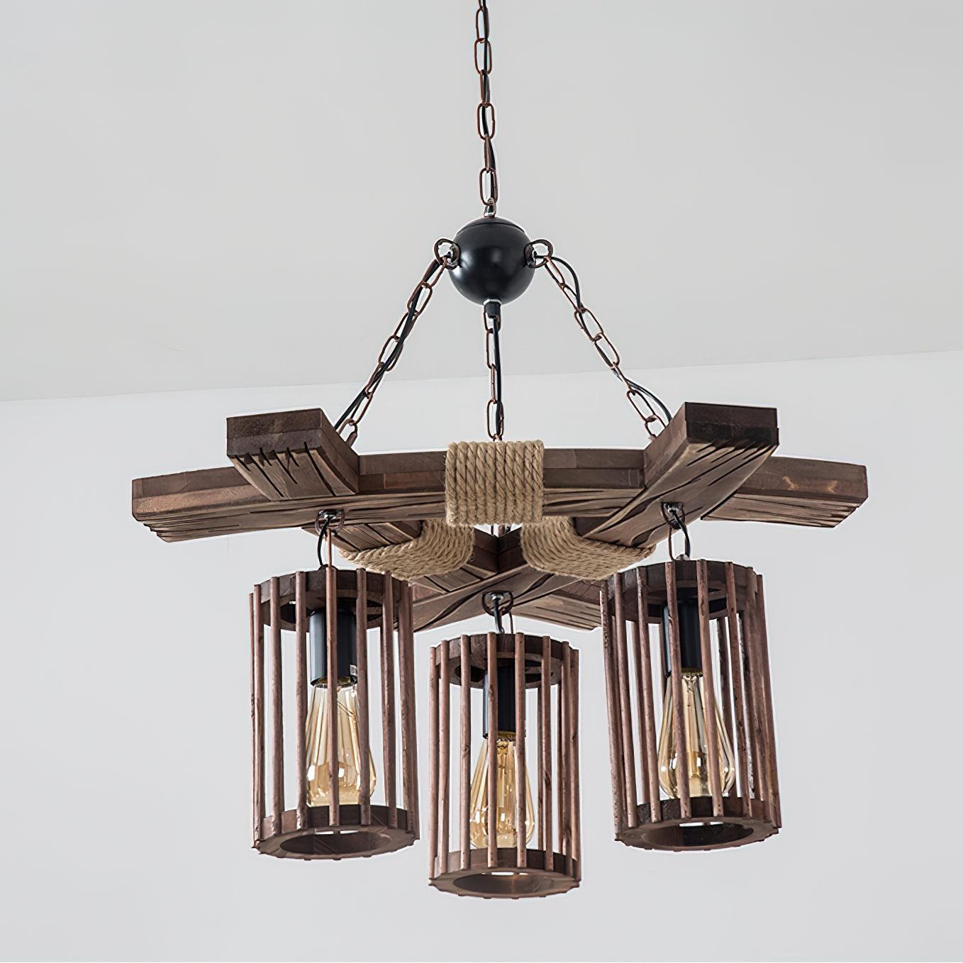 Retro Solid Wood Chandelier - Blowlighting