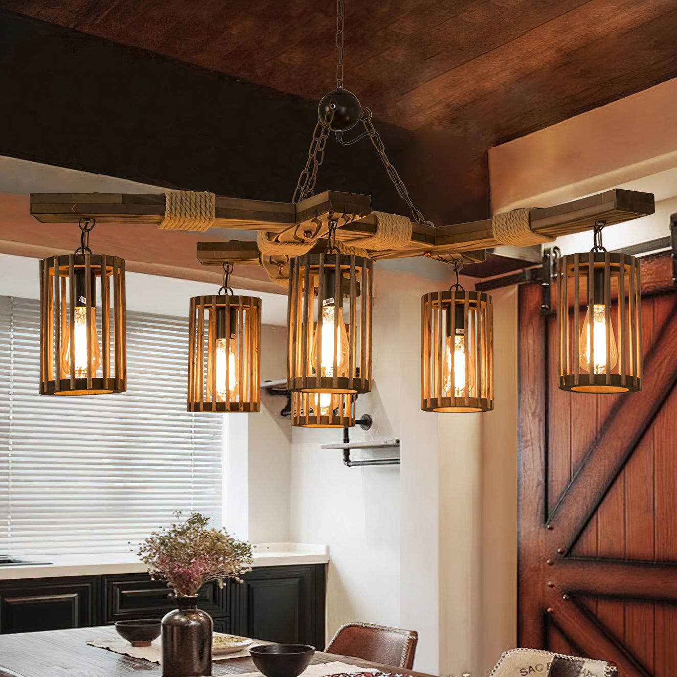 Retro Solid Wood Chandelier - Blowlighting