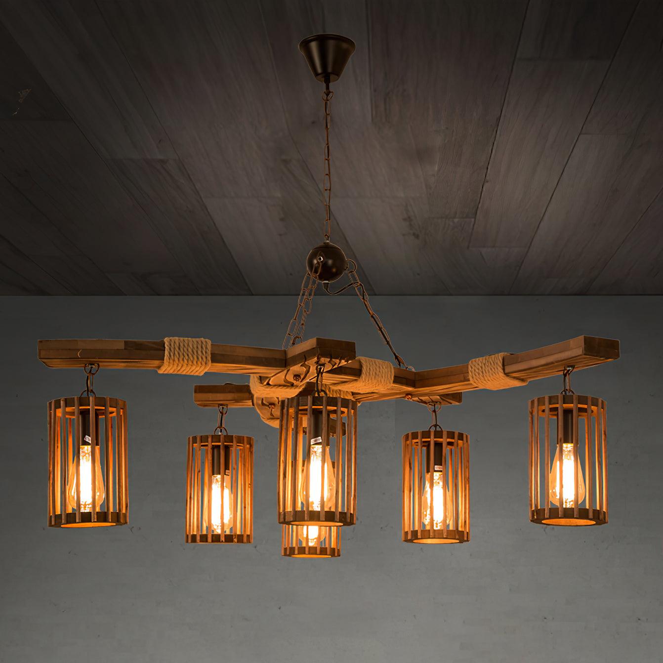 Retro Solid Wood Chandelier - Blowlighting