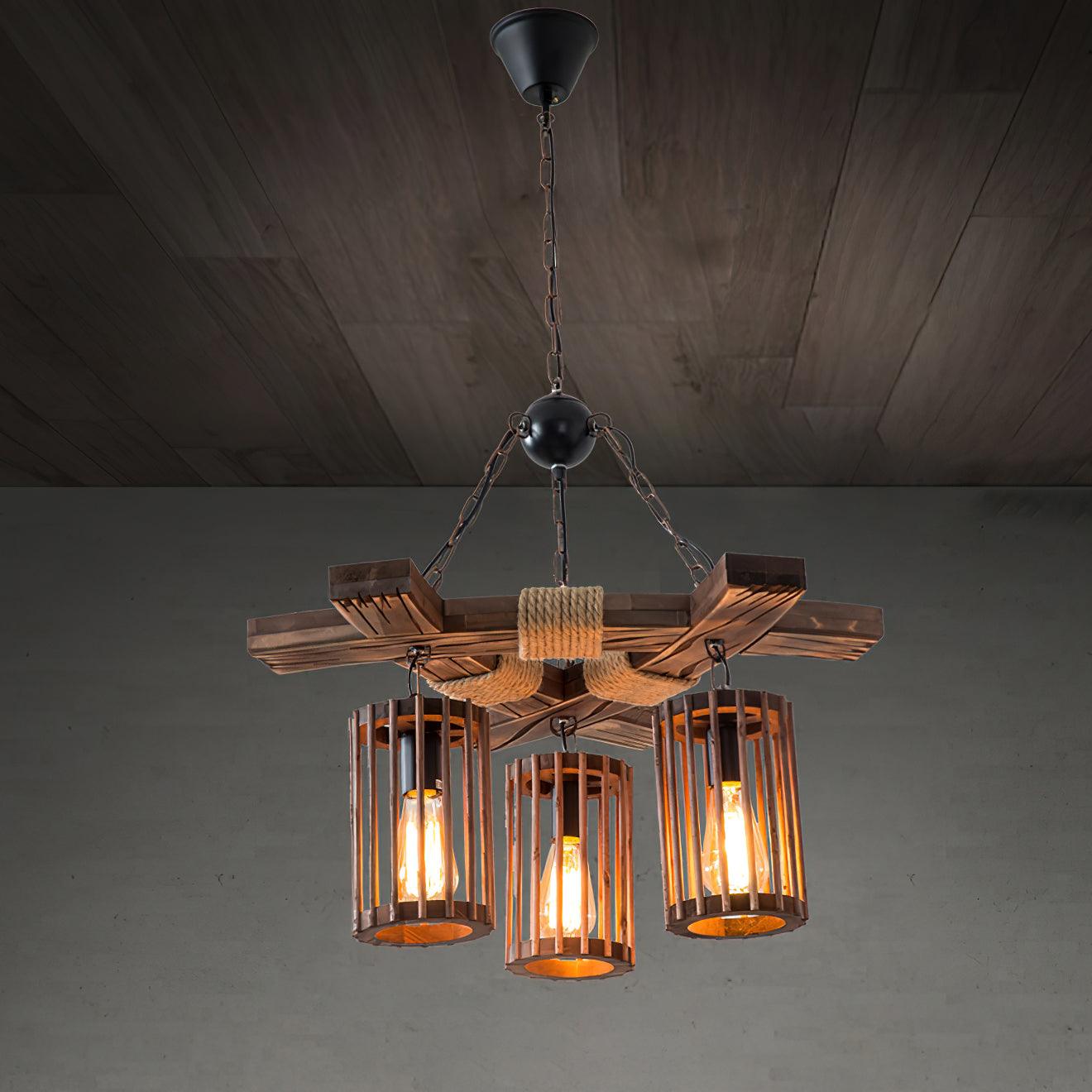 Retro Solid Wood Chandelier - Blowlighting