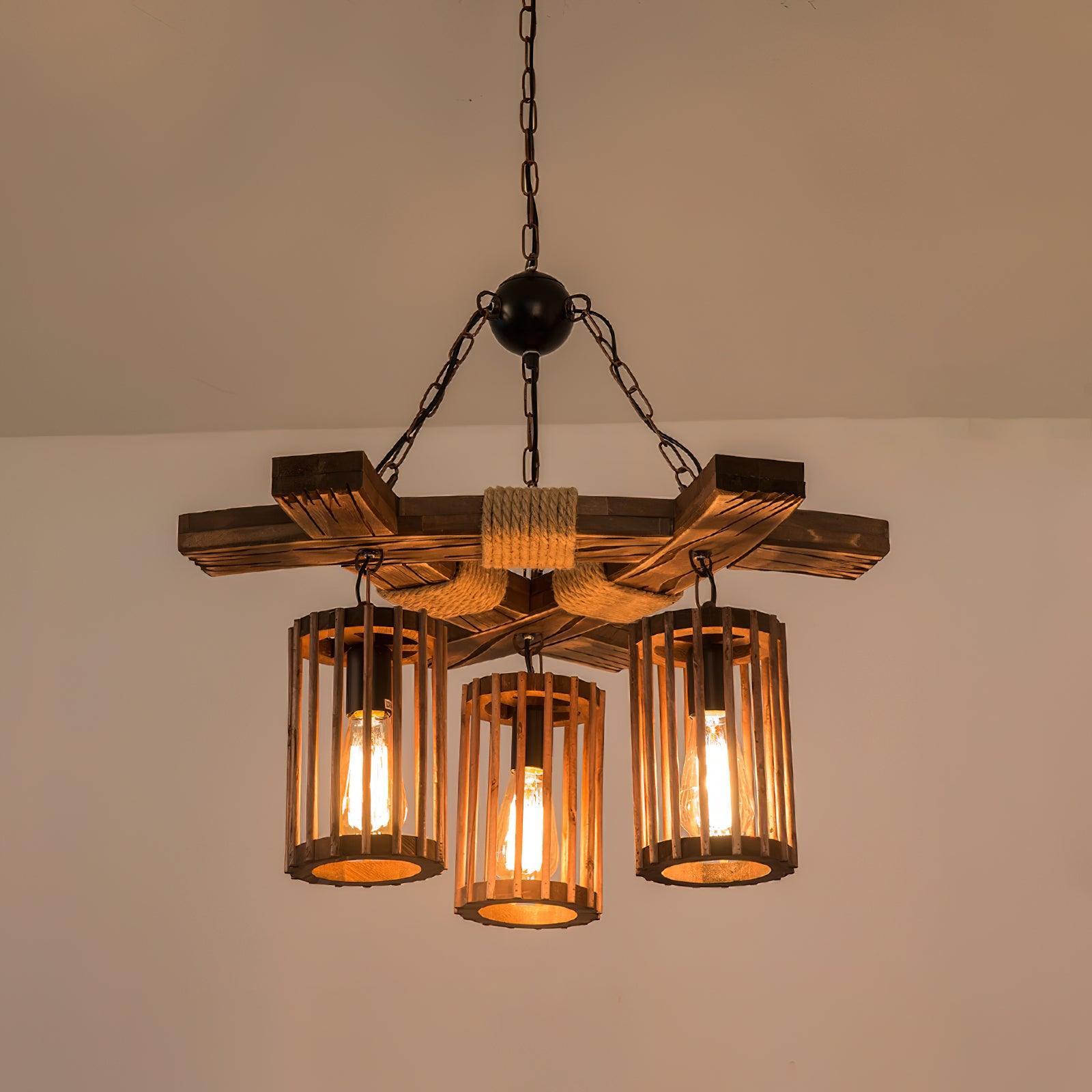 Retro Solid Wood Chandelier - Blowlighting