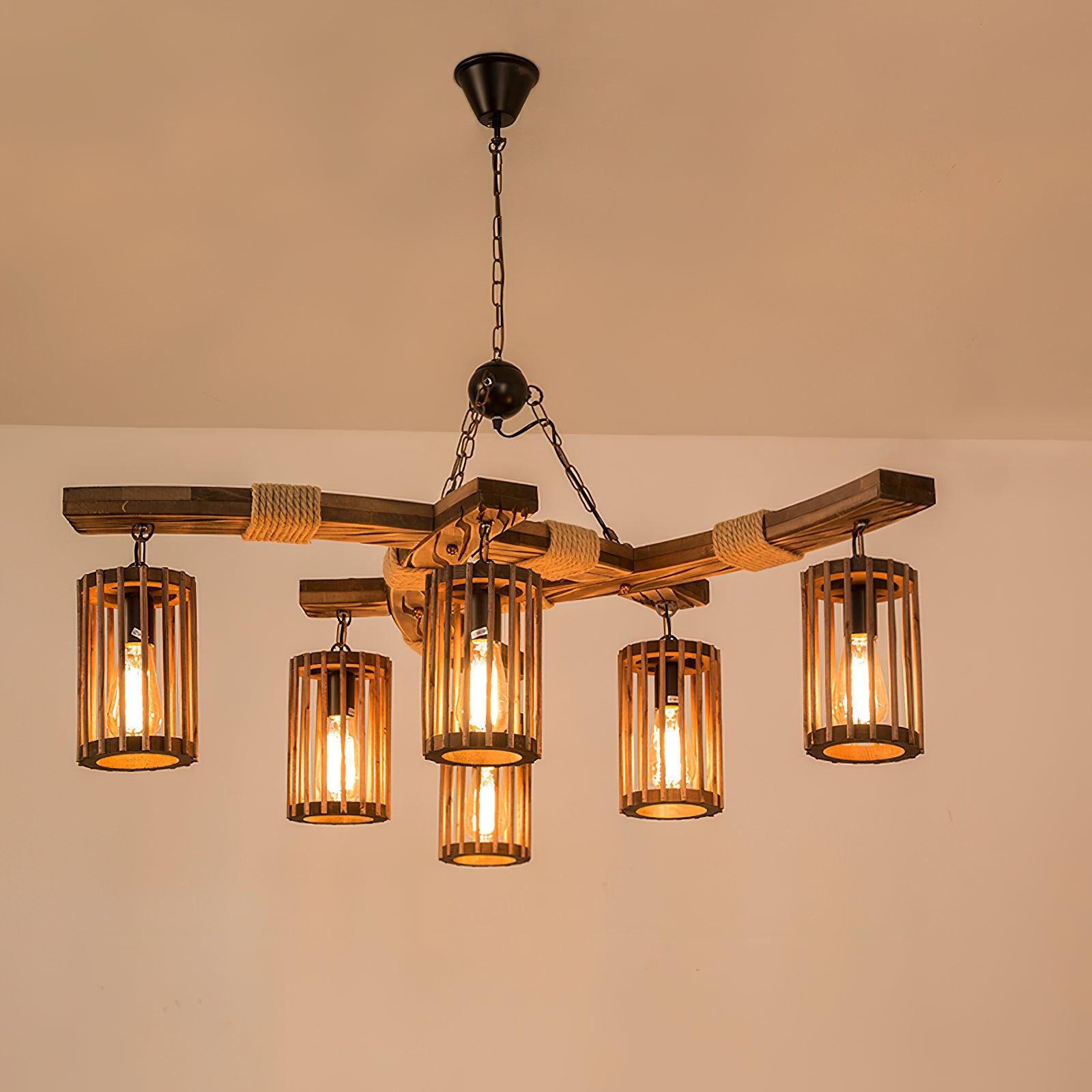 Retro Solid Wood Chandelier - Blowlighting