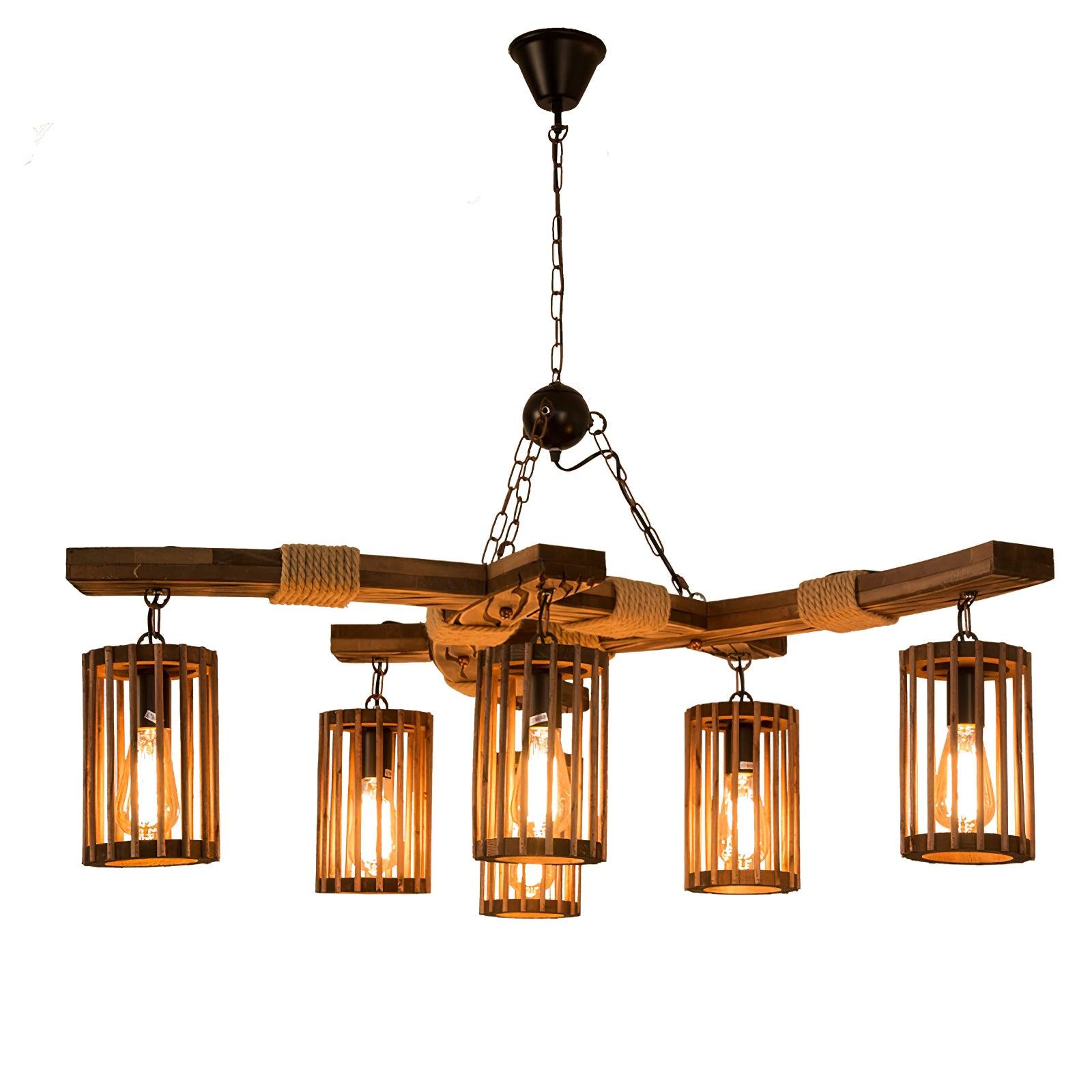 Retro Solid Wood Chandelier - Blowlighting