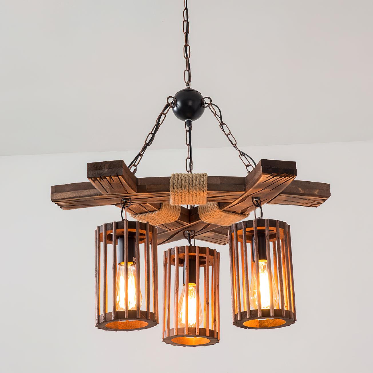 Retro Solid Wood Chandelier - Blowlighting