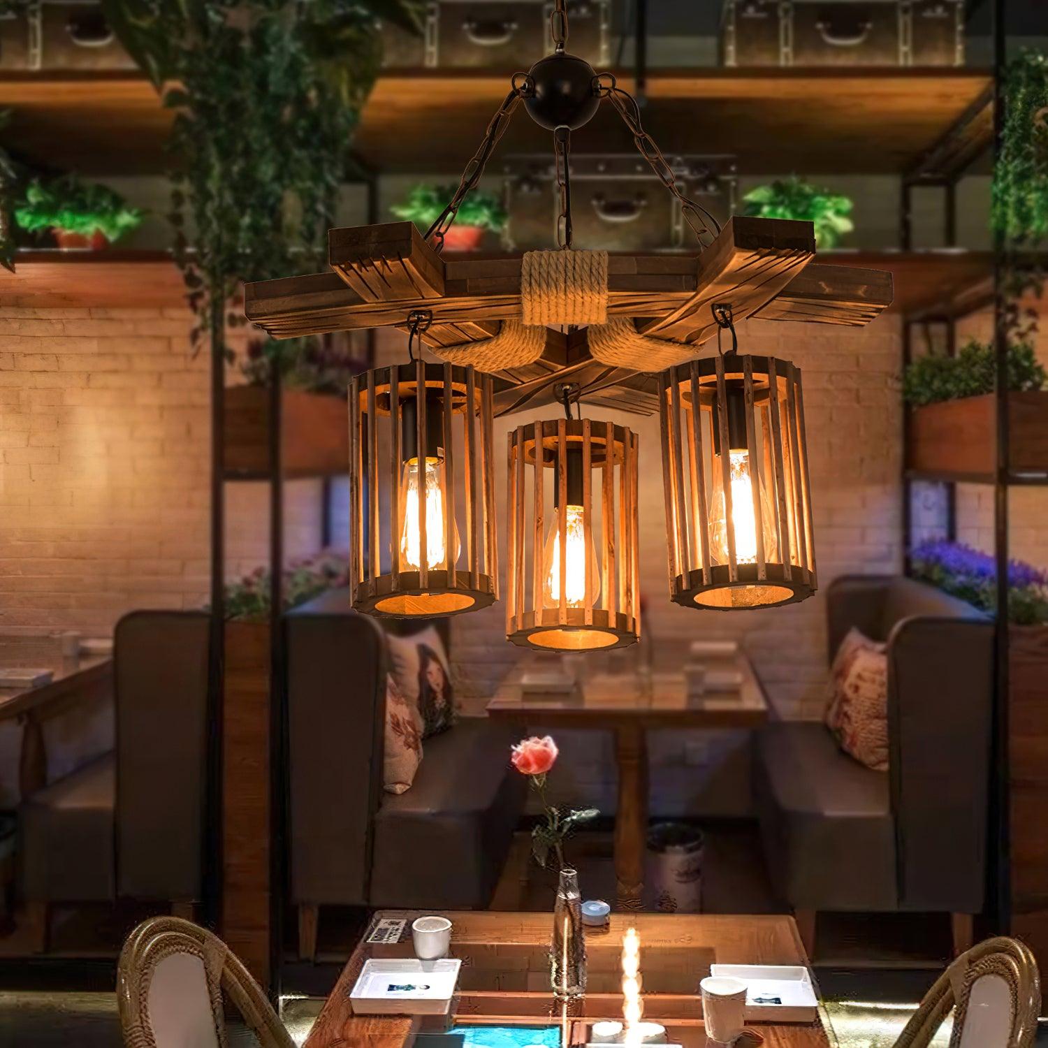 Retro Solid Wood Chandelier - Blowlighting