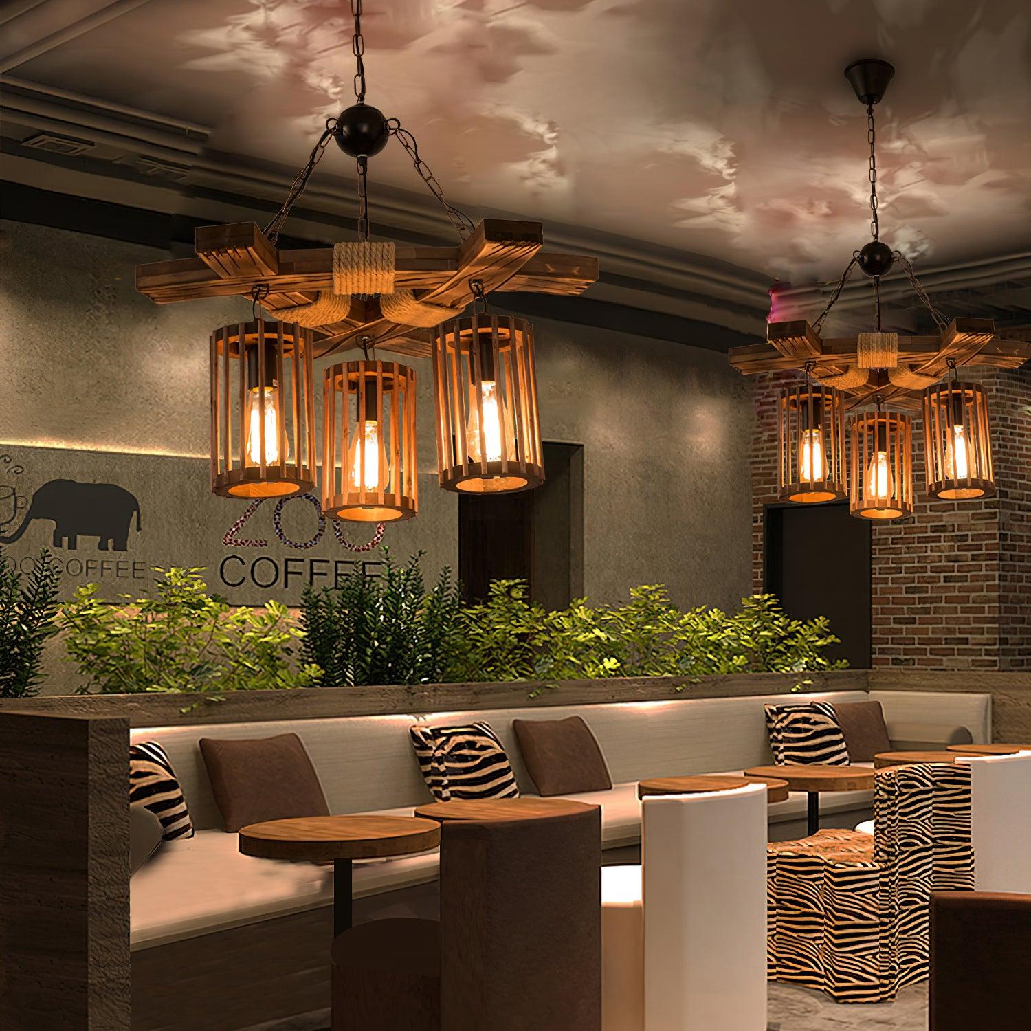 Retro Solid Wood Chandelier - Blowlighting