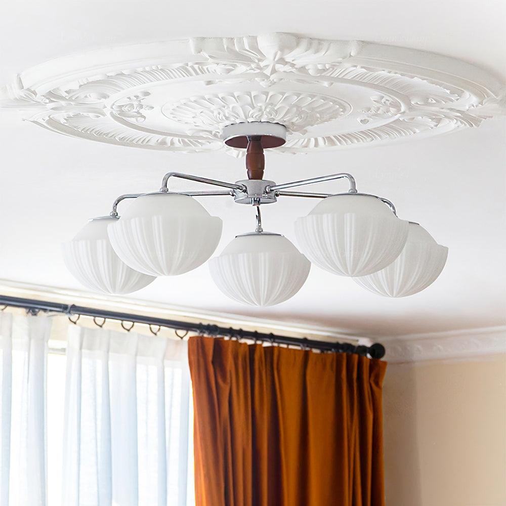 Ribbed Walnut Ceiling Lamp - Blowlighting