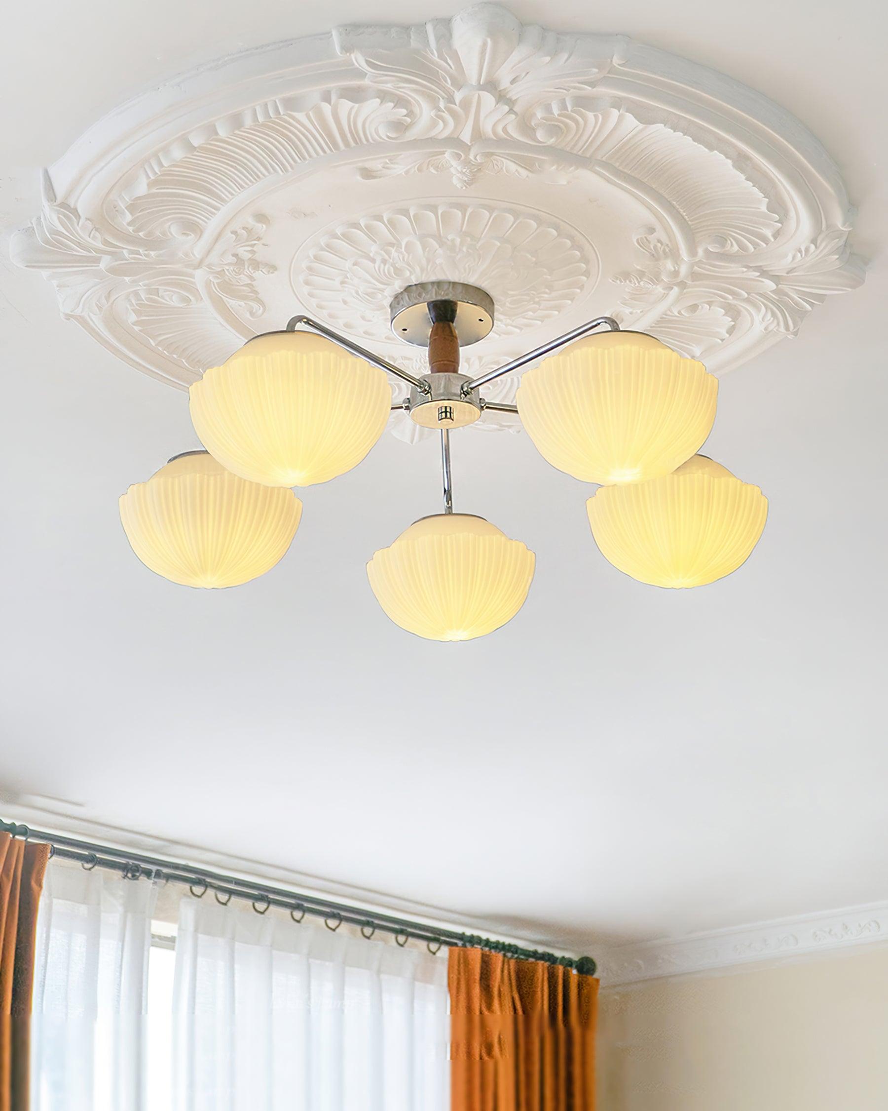 Ribbed Walnut Ceiling Lamp - Blowlighting